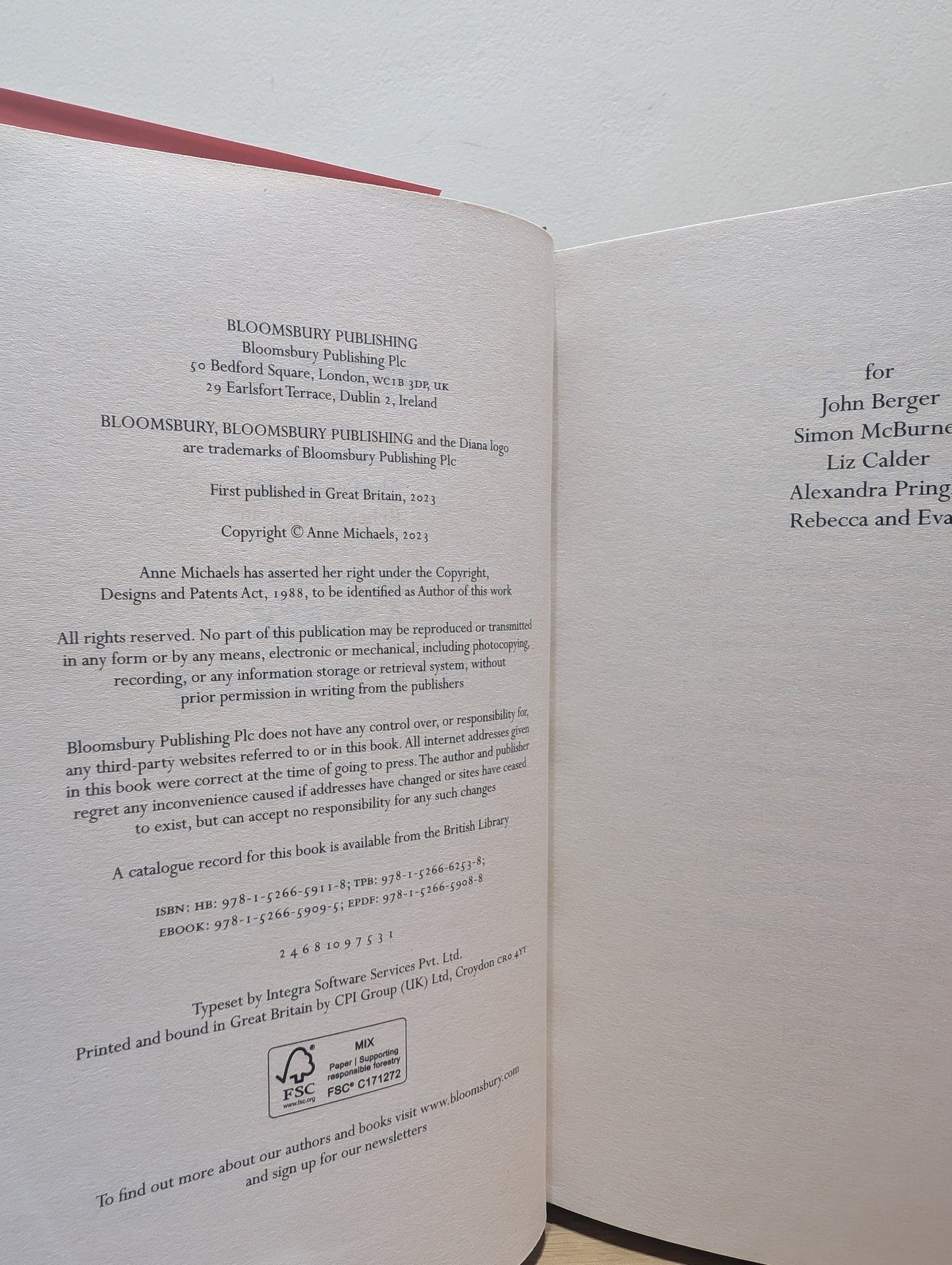 Held by Anne Michaels (First Edition) - Fialta Books