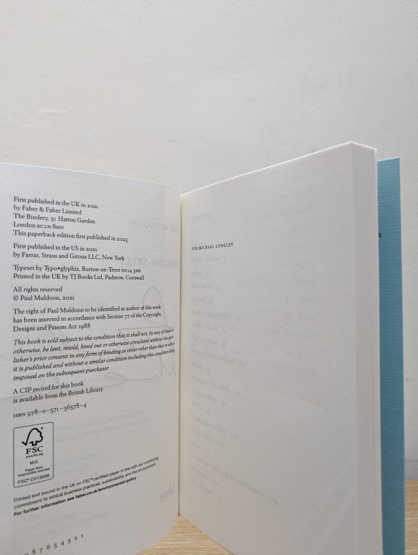 Howdie - Skelp by Paul Muldoon (Signed Paperback Edition) - Fialta Books