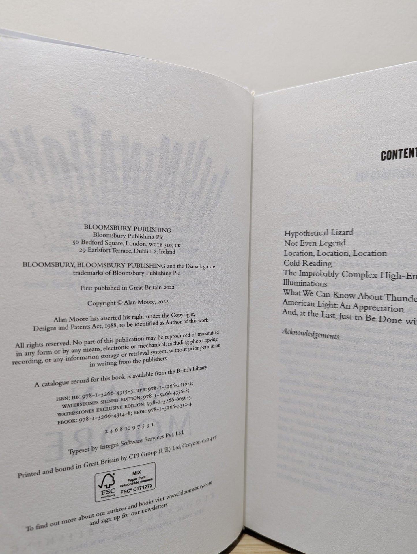 Illuminations by Alan Moore (Signed First Edition with sprayed edges) - Fialta Books