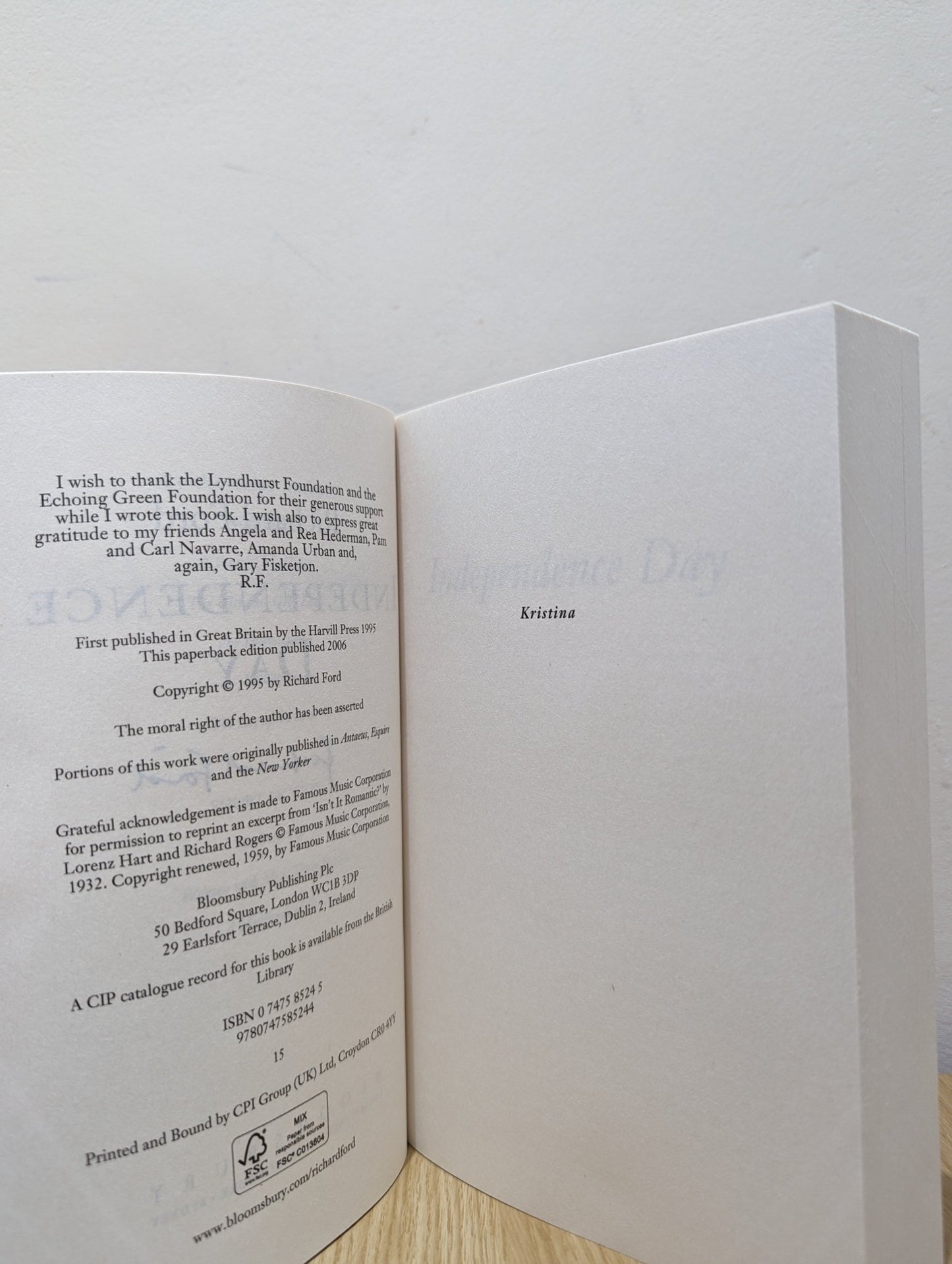 Independence Day by Richard Ford (Signed) - Fialta Books