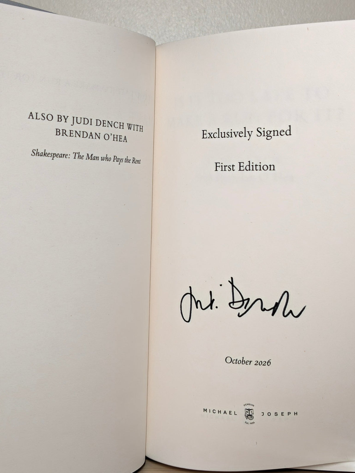 Is It Too Late to Make a Run for It? by Judi Dench (Signed First Edition with extra content) - Fialta Books