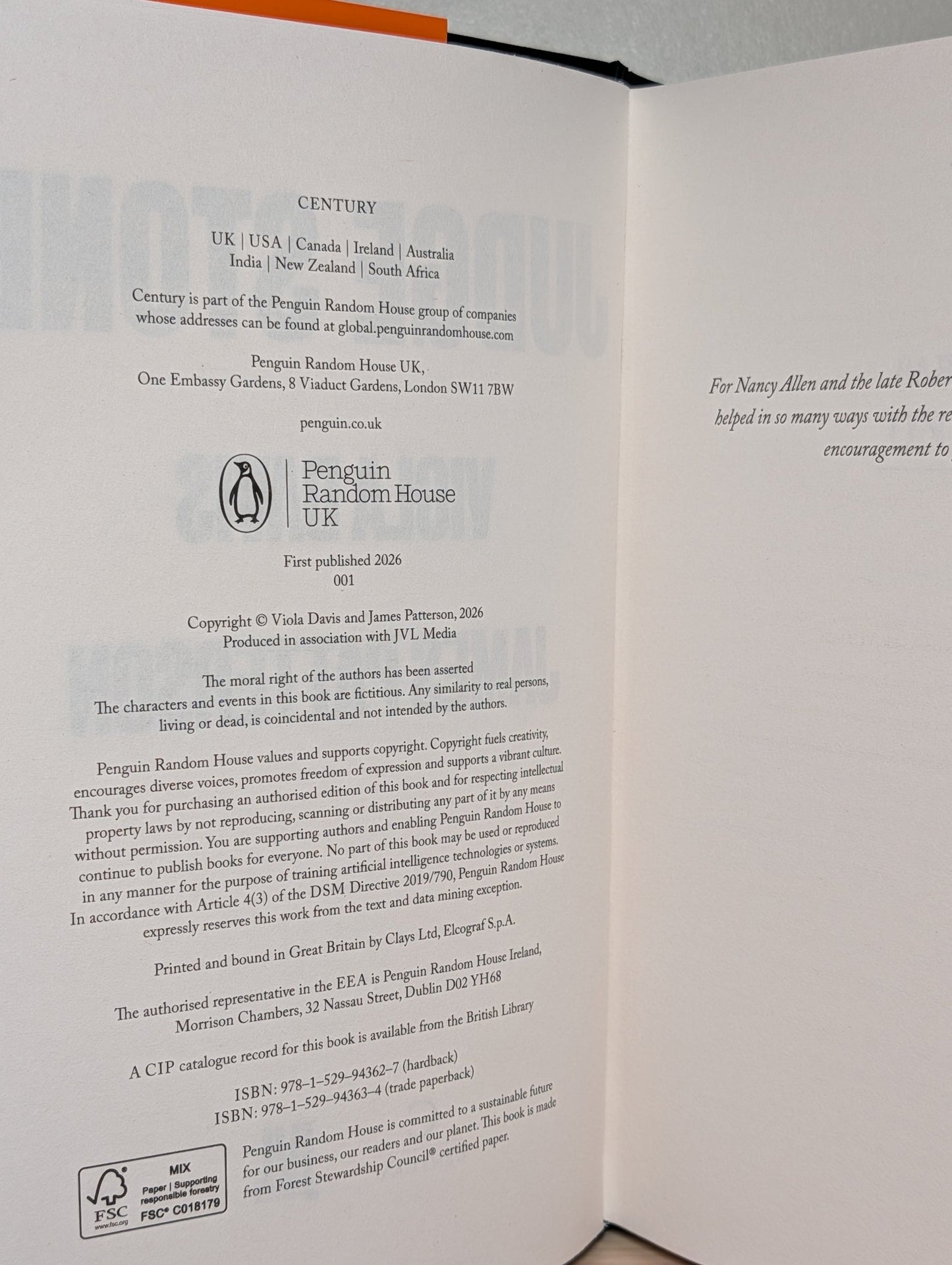 Judge Stone by James Patterson Viola Davis (Double Signed First Edition) - Fialta Books