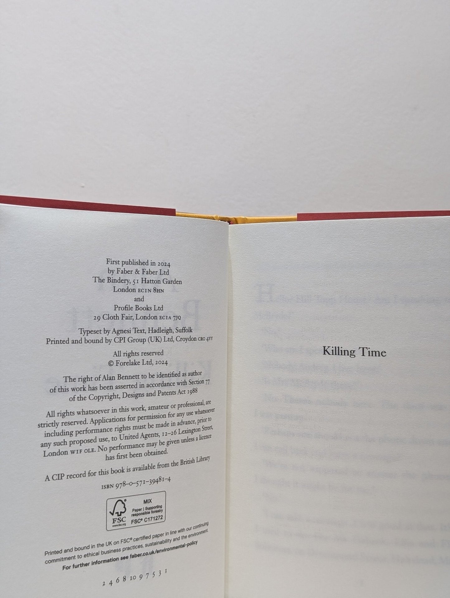 Killing Time by Alan Bennett (First Edition) - Fialta Books