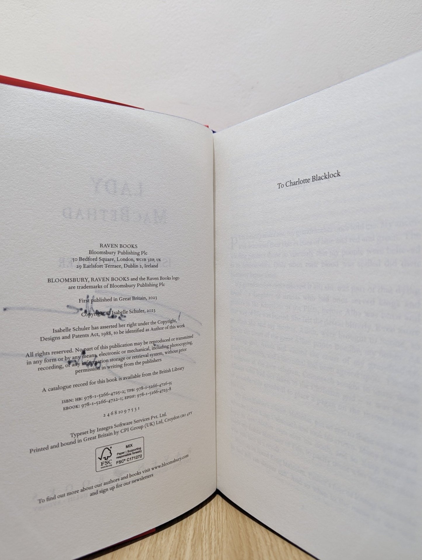 Lady MacBethad by Isabelle Schuler (Signed First Edition with sprayed edges) - Fialta Books