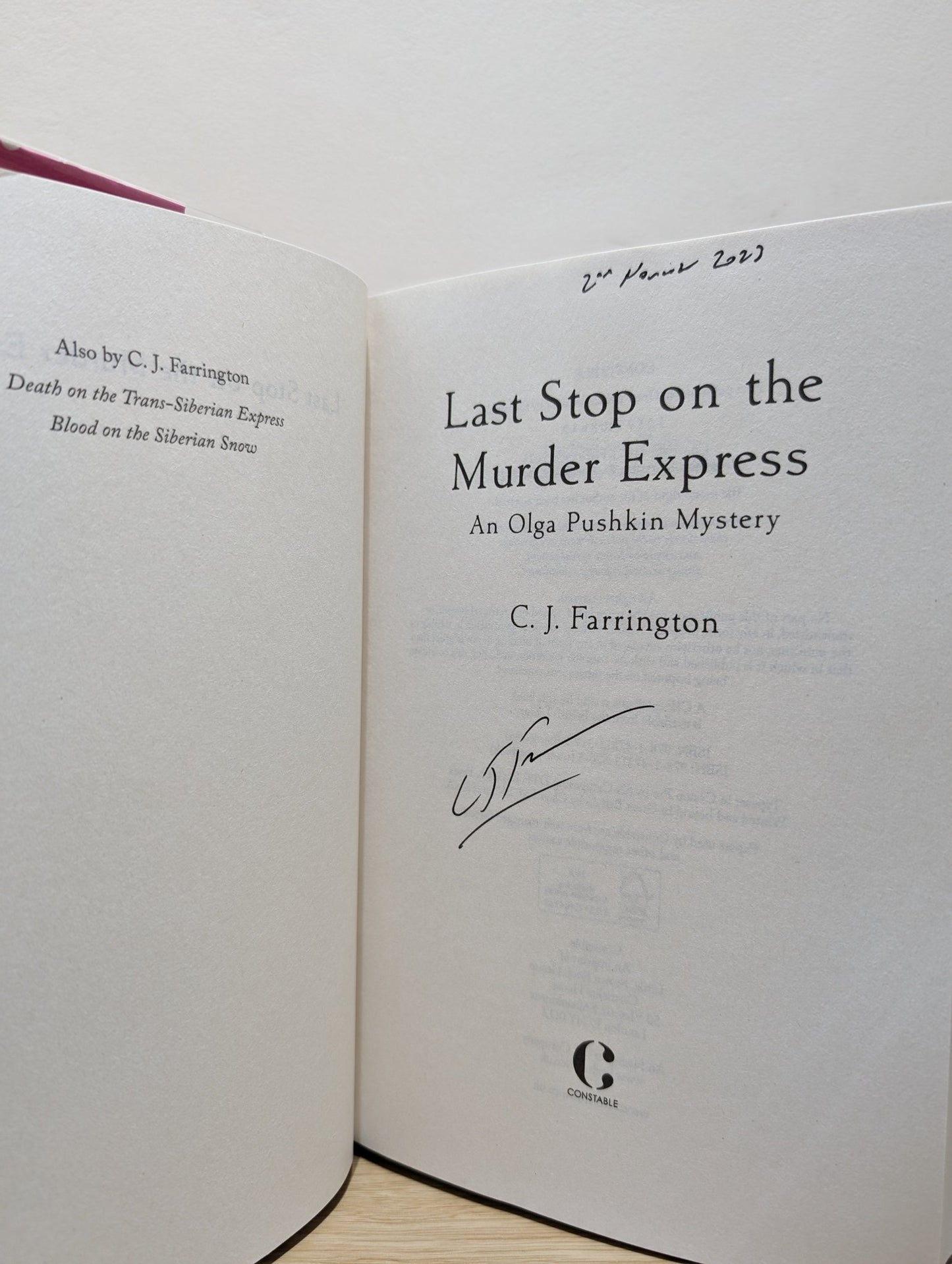 Last Stop on the Murder Express by C J Farrington (Signed First Edition) - Fialta Books