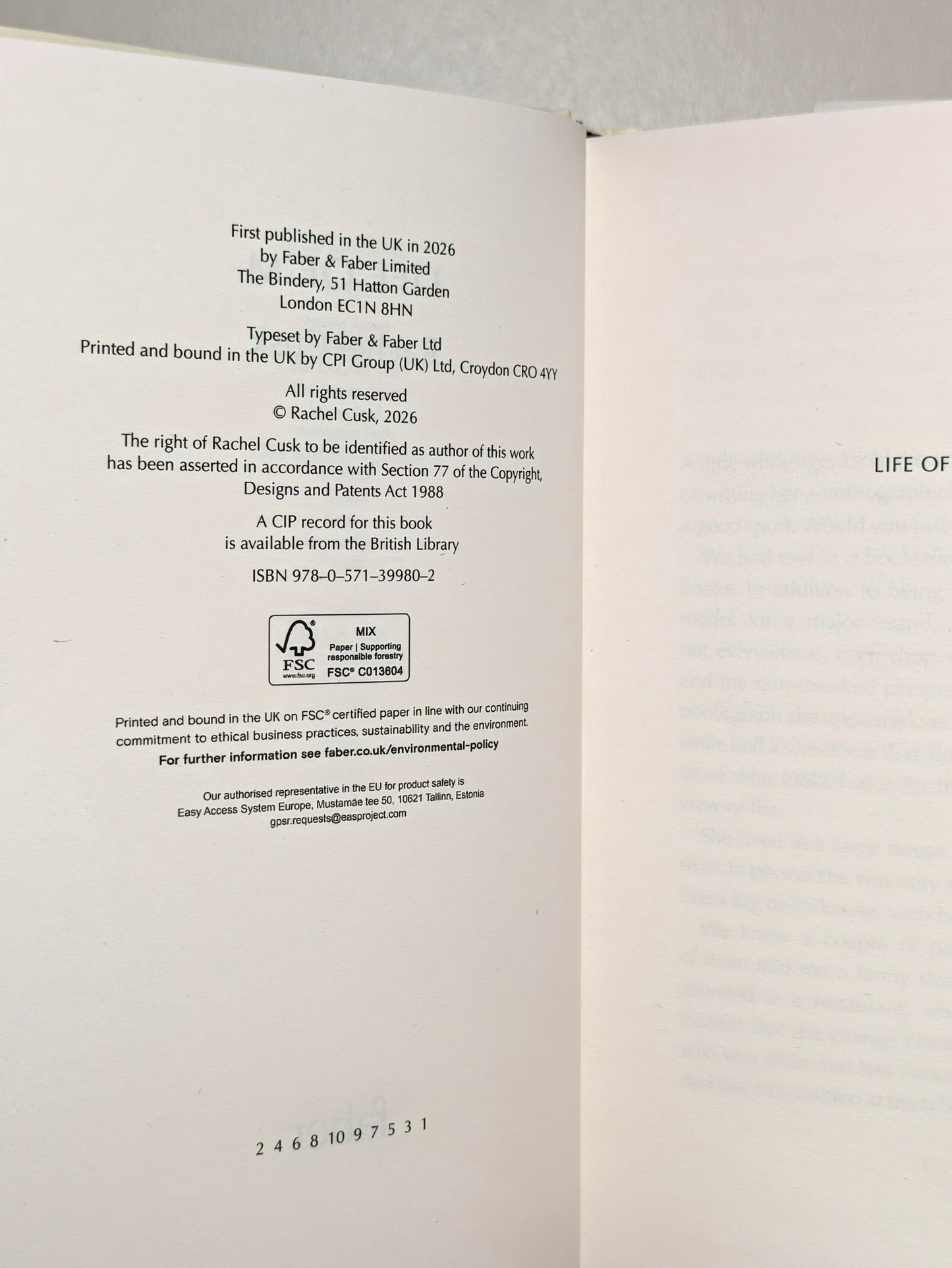 Life of M by Rachel Cusk (Signed First Edition) - Fialta Books