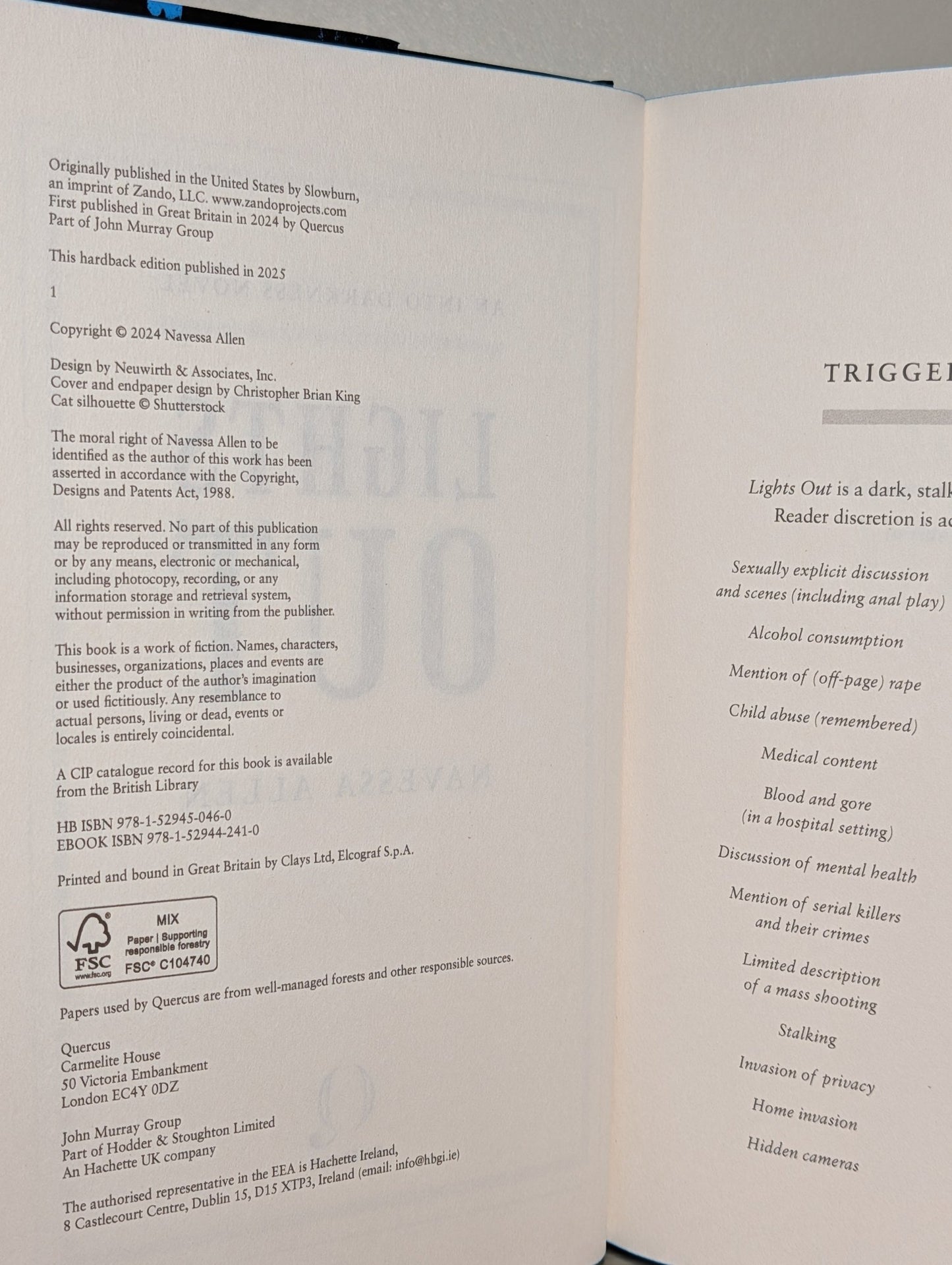 Lights Out by Navessa Allen (Signed Special Edition with sprayed edges) - Fialta Books