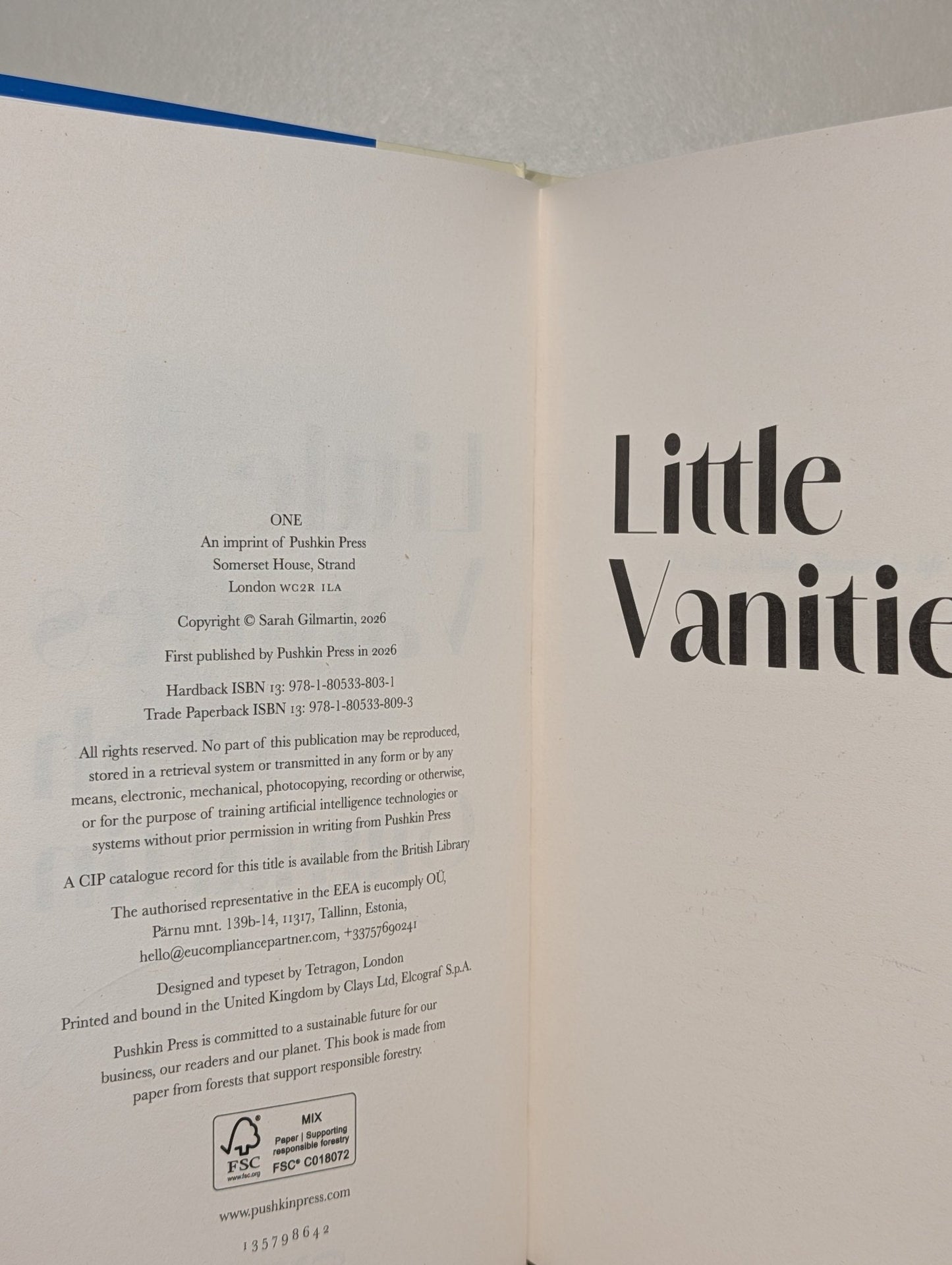 Little Vanities by Sarah Gilmartin (Signed First Edition) - Fialta Books