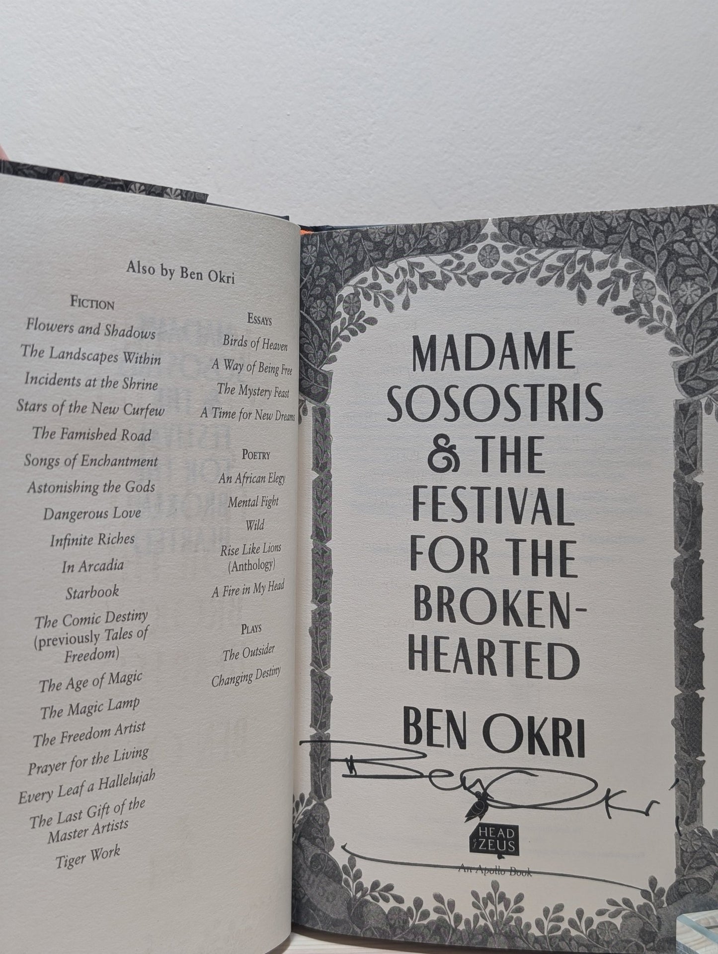 Madame Sosostris & the Festival for the Broken - Hearted by Ben Okri (Signed First Edition) - Fialta Books