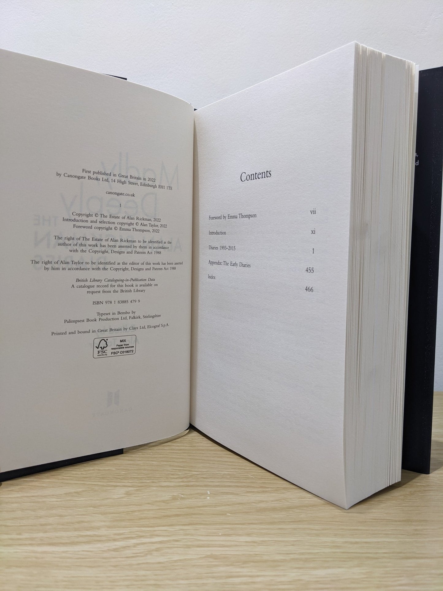 Madly, Deeply: The Alan Rickman Diaries by Alan Rickman (First Edition) - Fialta Books