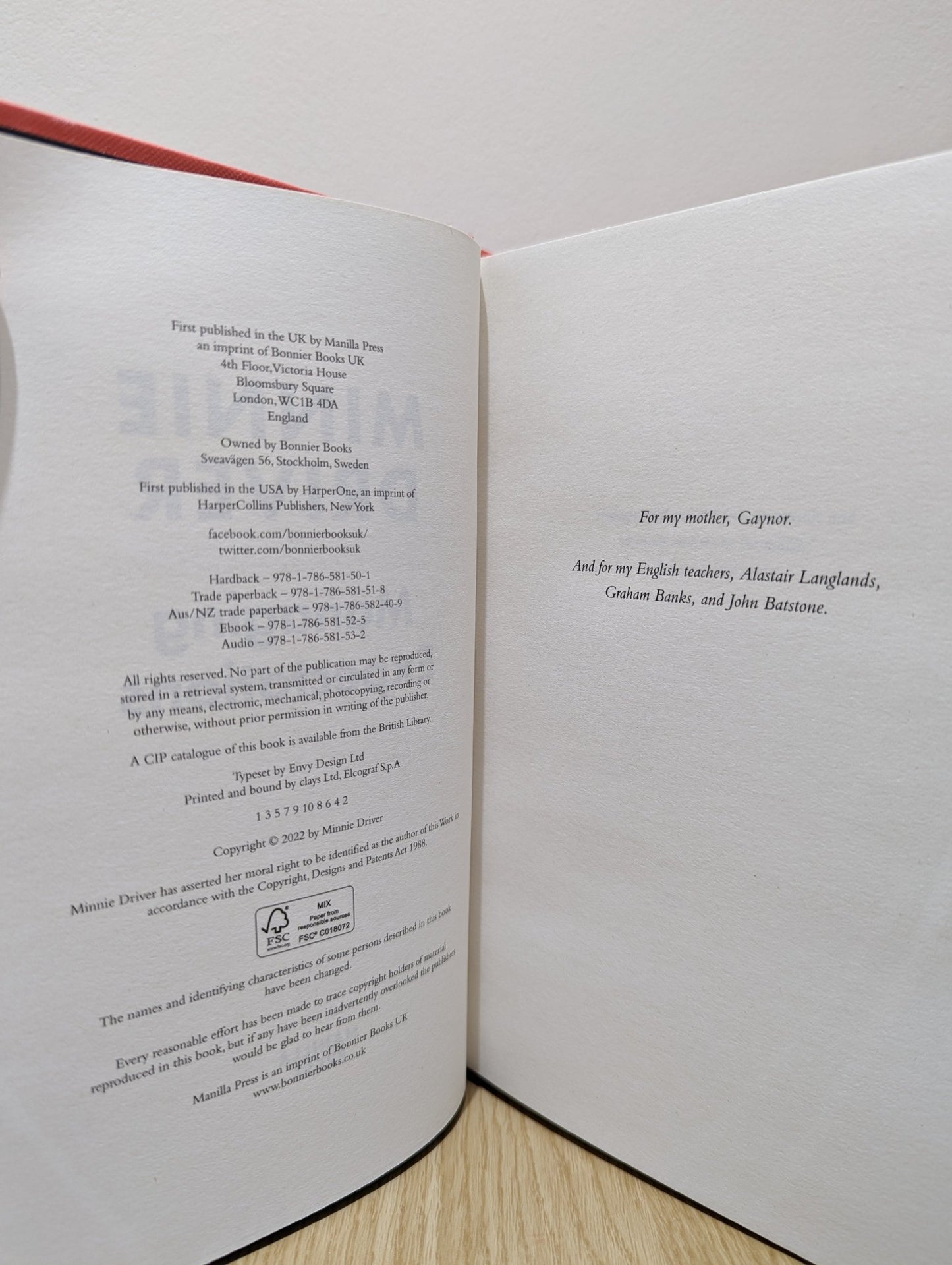 Managing Expectations by Minnie Driver (Signed First Edition) - Fialta Books