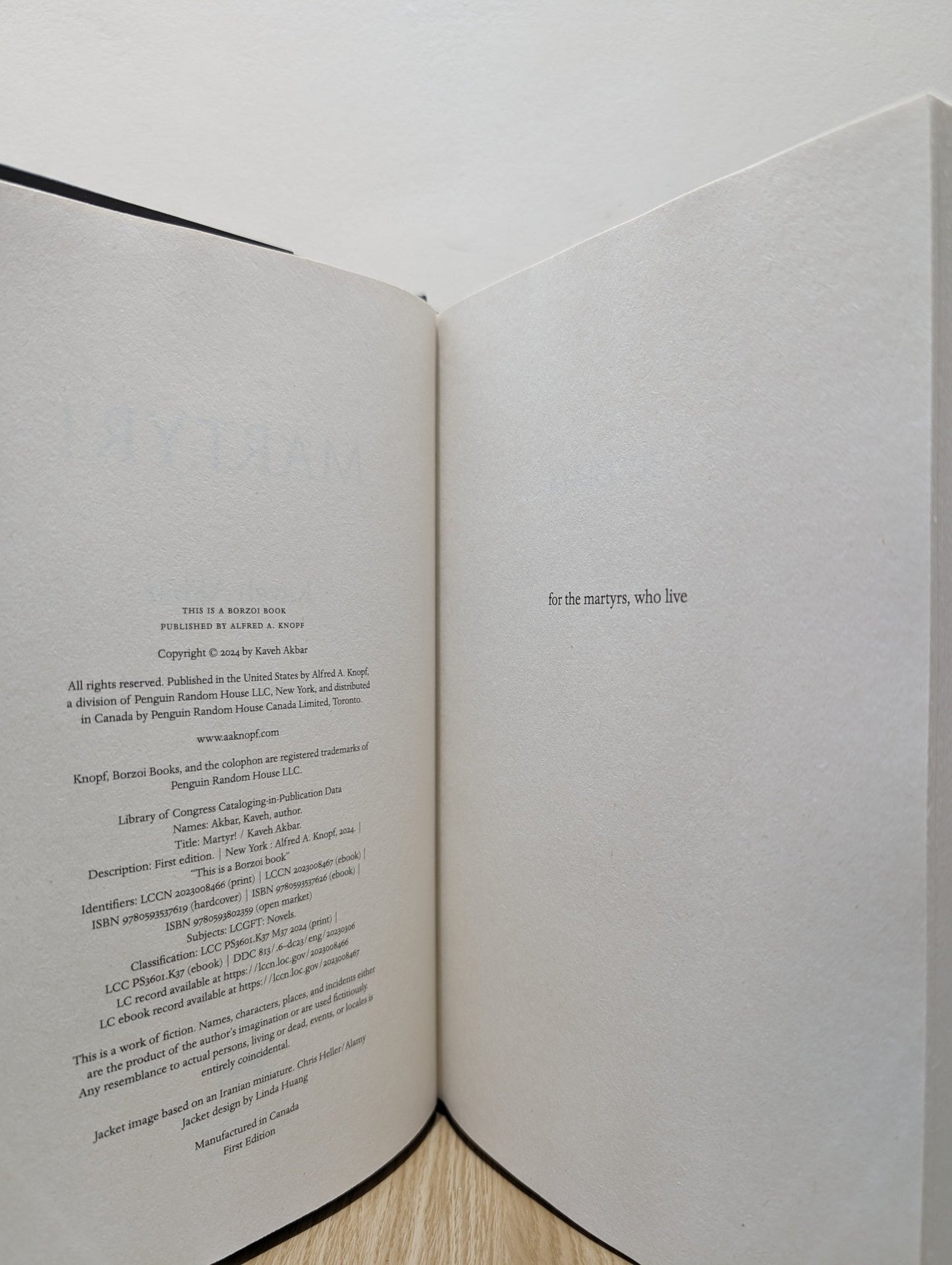 Martyr!: A novel by Kaveh Akbar (Signed First Edition) - Fialta Books