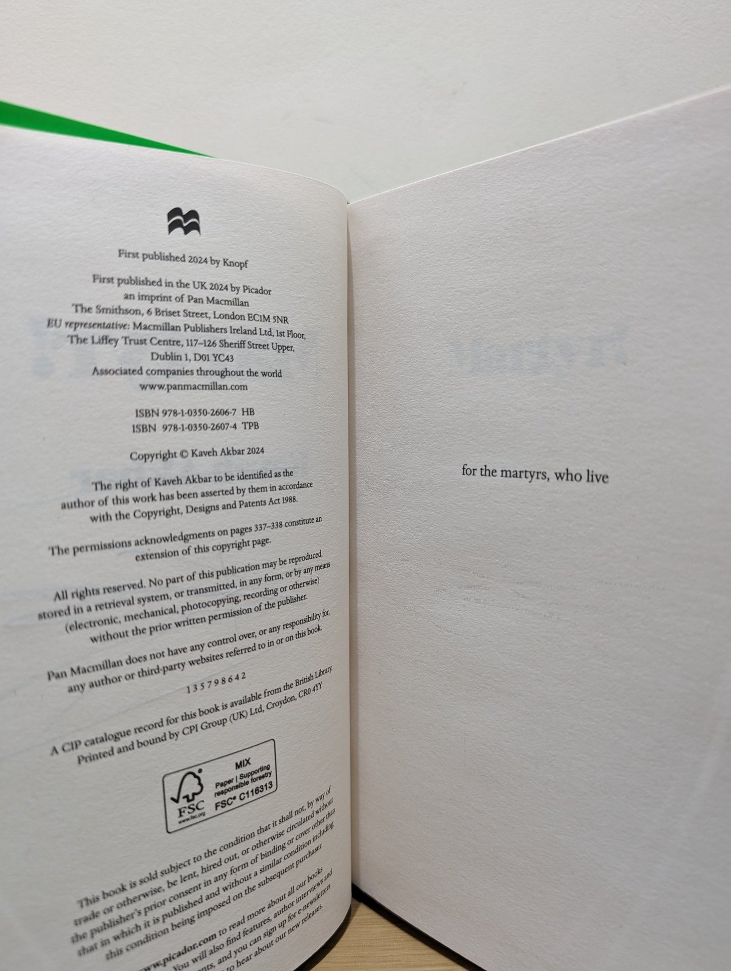 Martyr! by Kaveh Akbar (Signed First Edition) - Fialta Books