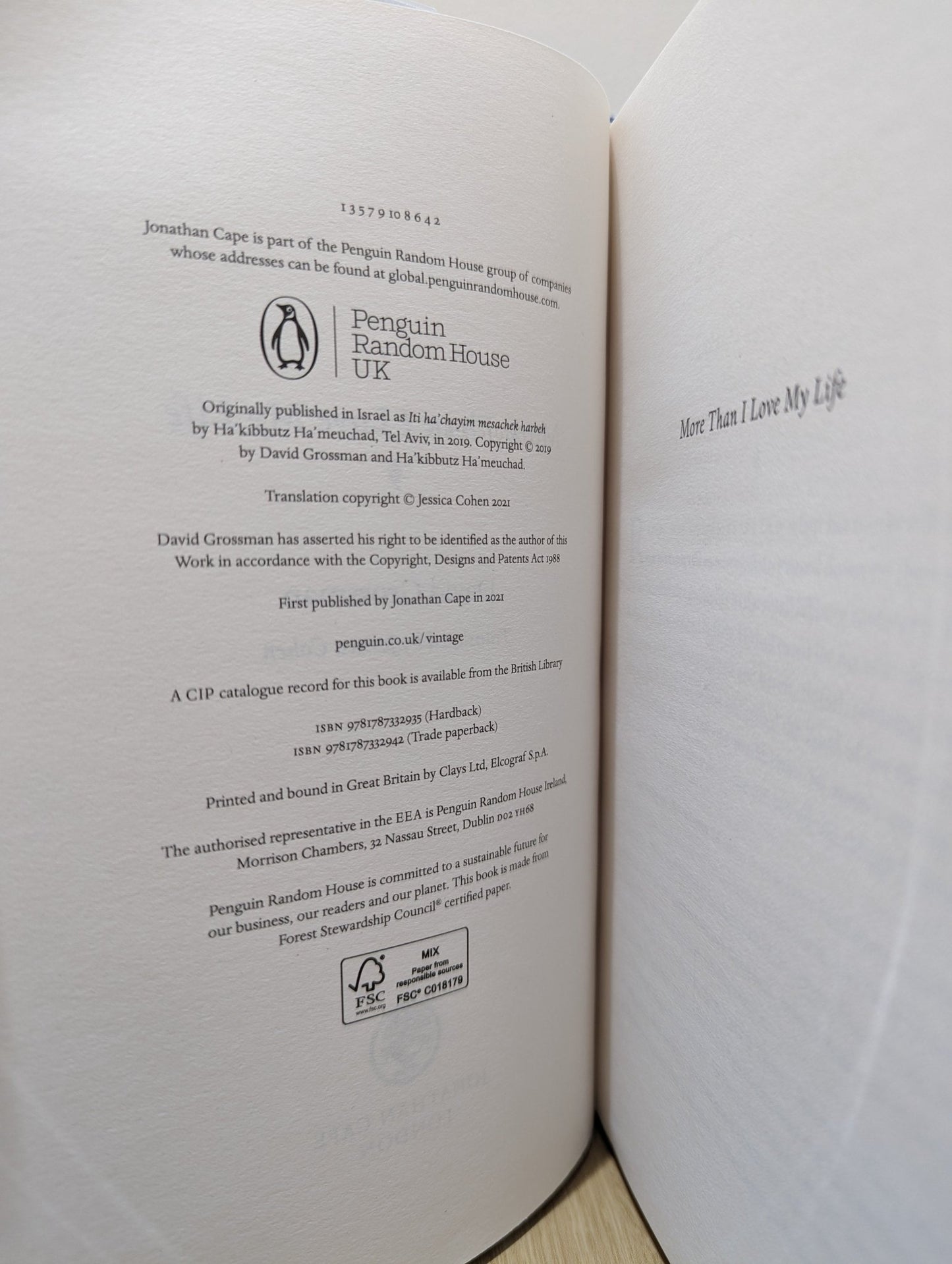 More Than I Love My Life by David Grossman - Fialta Books