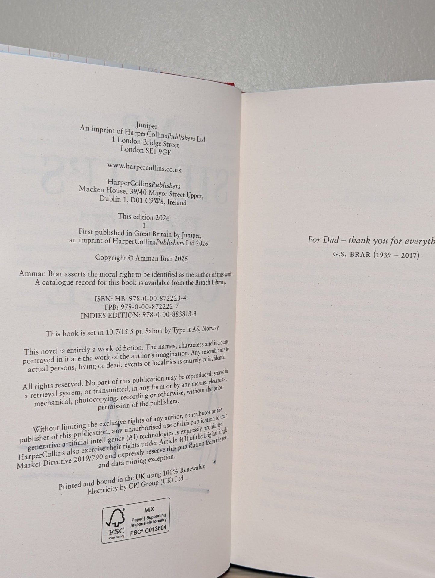 Mr Sidhu's Post Office by Amman Brar (Signed First Edition with sprayed edges) - Fialta Books