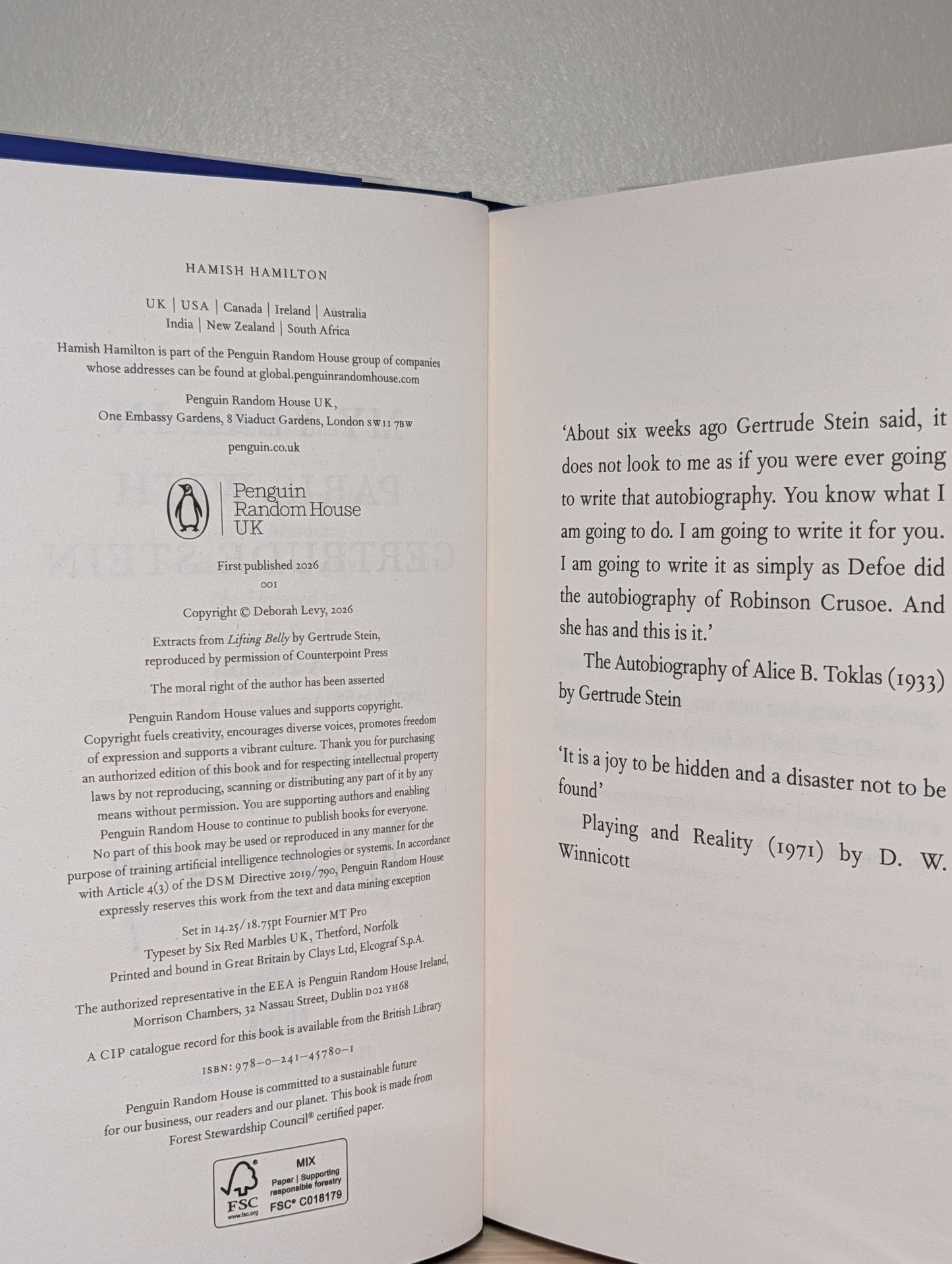 My Year in Paris with Gertrude Stein by Deborah Levy (Signed to Title Page) - Fialta Books