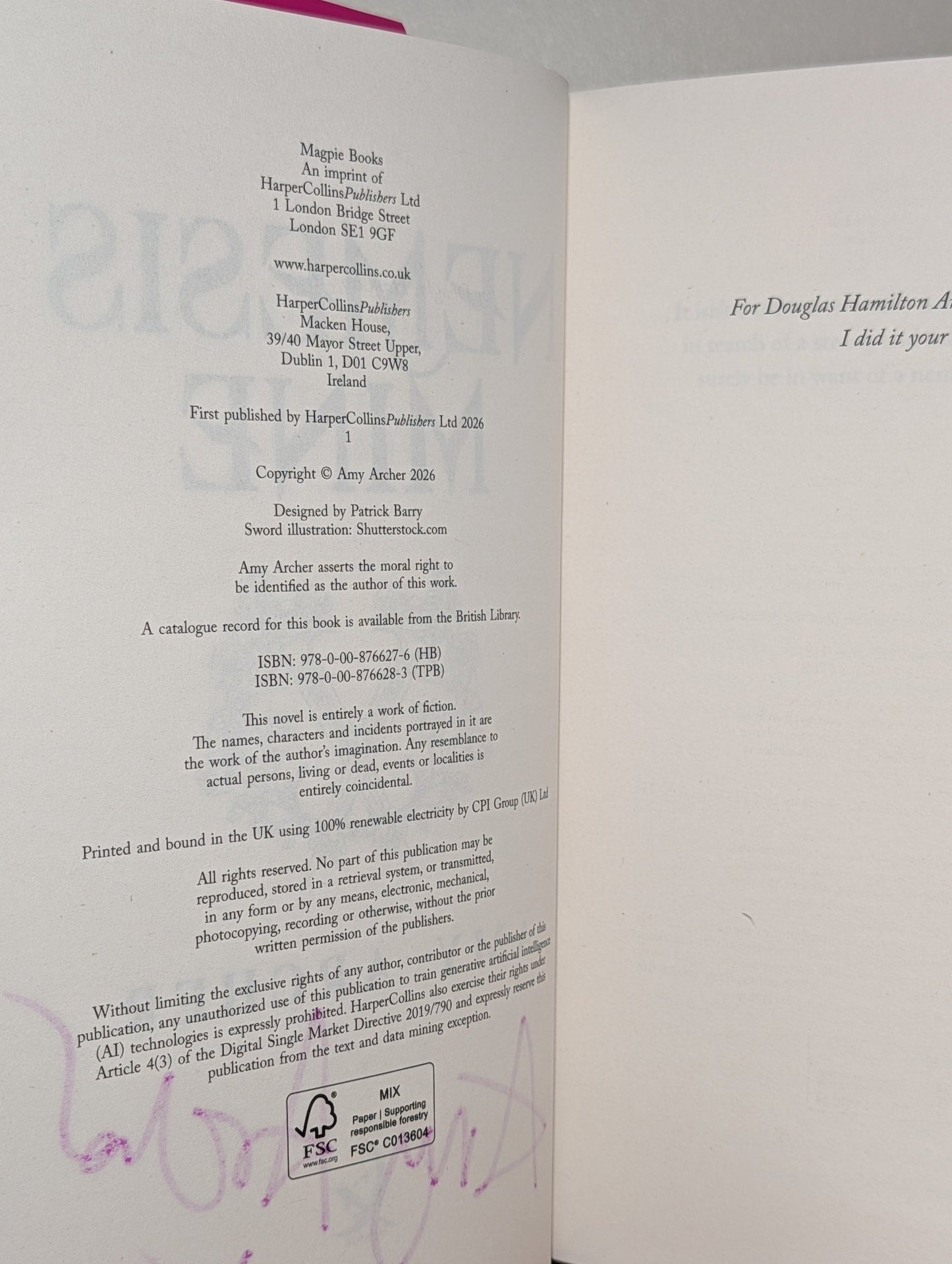 Nemesis Mine by Amy Archer (Signed First Edition) - Fialta Books