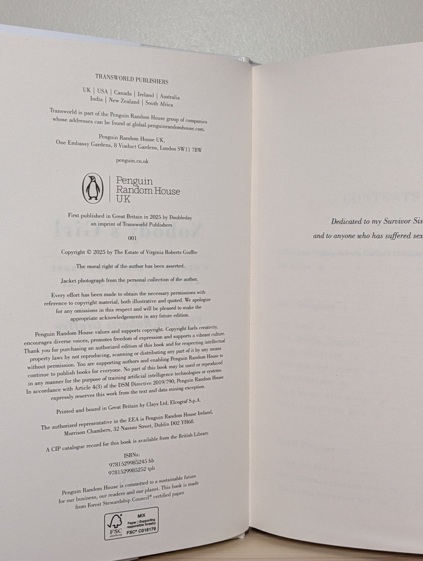 Nobody's Girl by Virginia Roberts Giuffre (First Edition) - Fialta Books