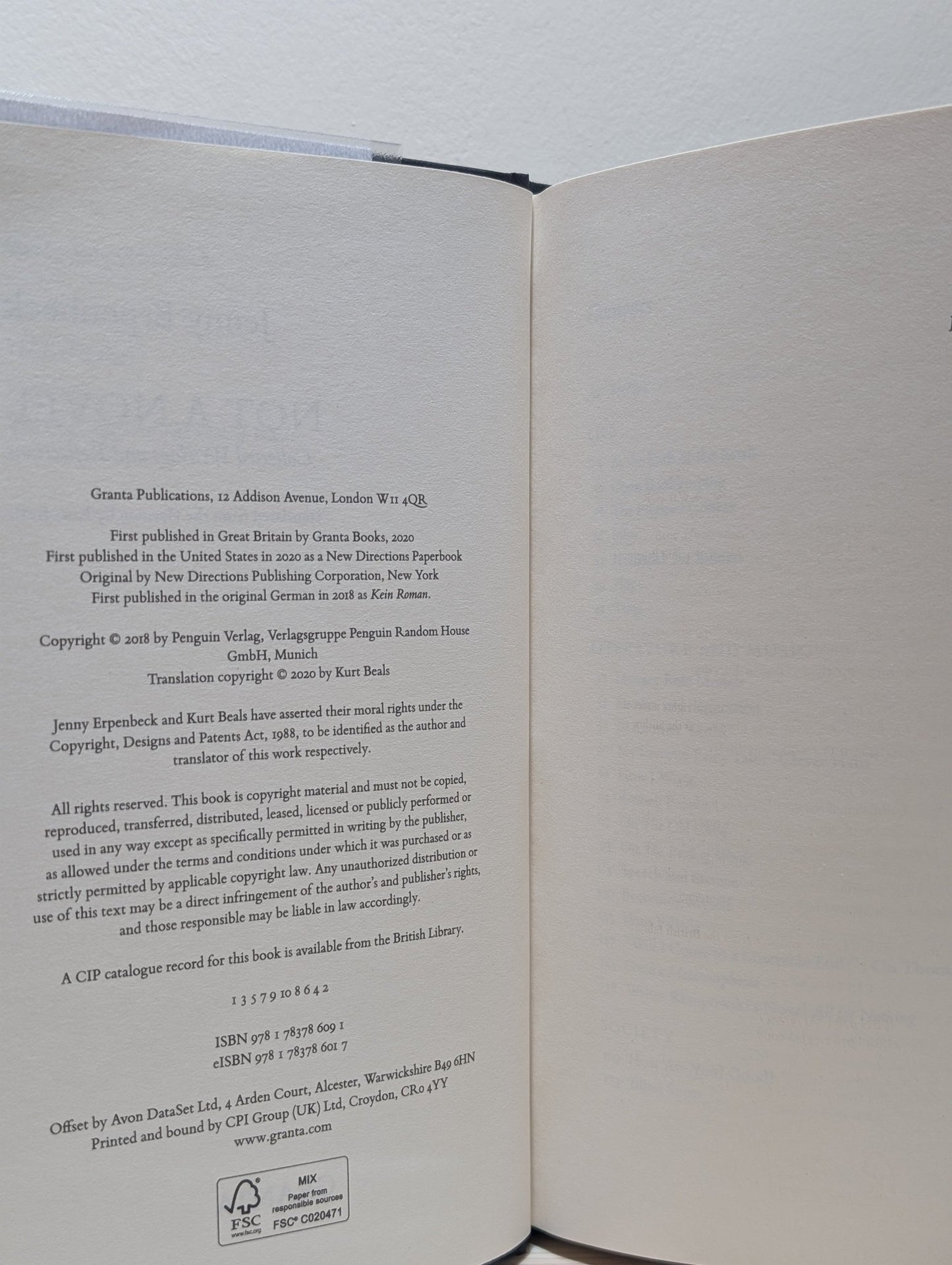 Not a Novel: Collected Writings and Reflections by Jenny Erpenbeck (First Edition) - Fialta Books