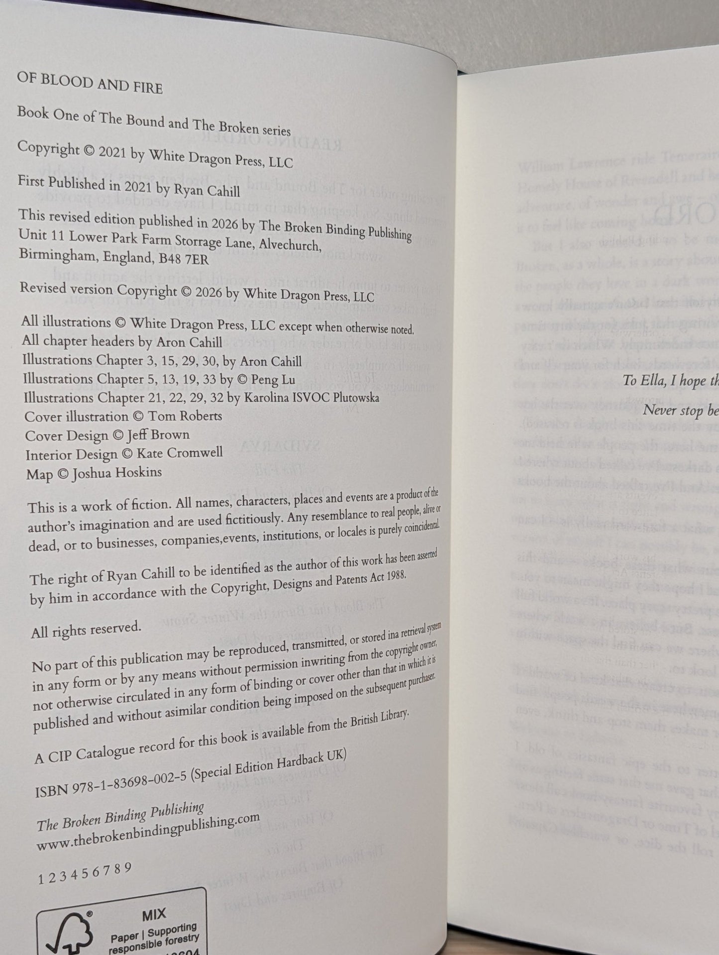 Of Blood And Fire by Ryan Cahill (Signed Lined with sprayed edges and tour jacket) - Fialta Books