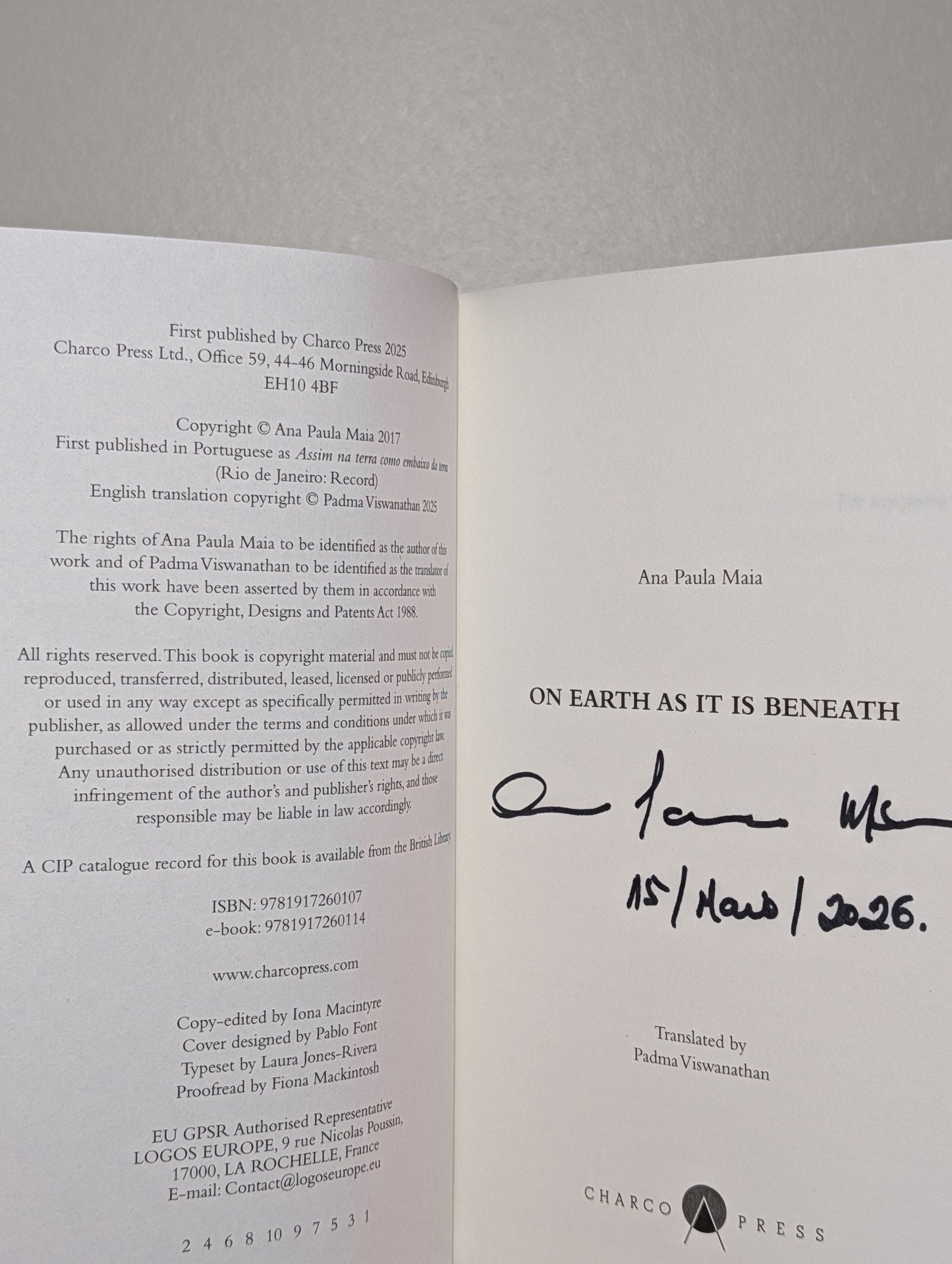 On Earth As It Is Beneath by Ana Paula Maia (Signed Dated First Edition) - Fialta Books