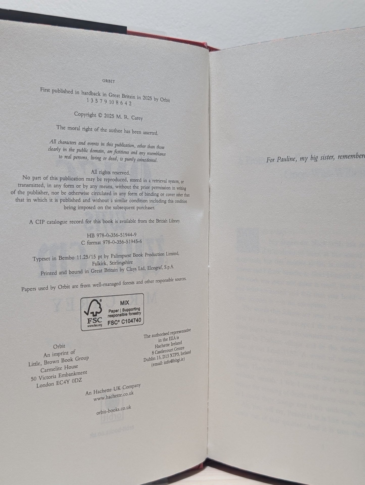 Once Was Willem by M. R. Carey (Signed First Edition with sprayed edges) - Fialta Books