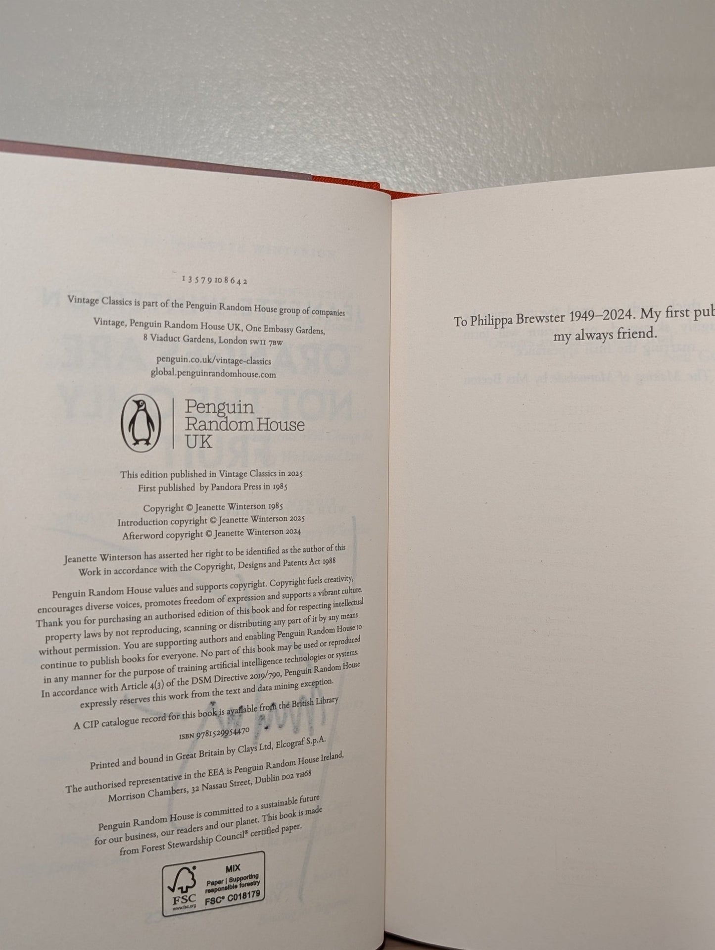Oranges Are Not The Only Fruit by Jeanette Winterson (Signed Vintage Edition) - Fialta Books