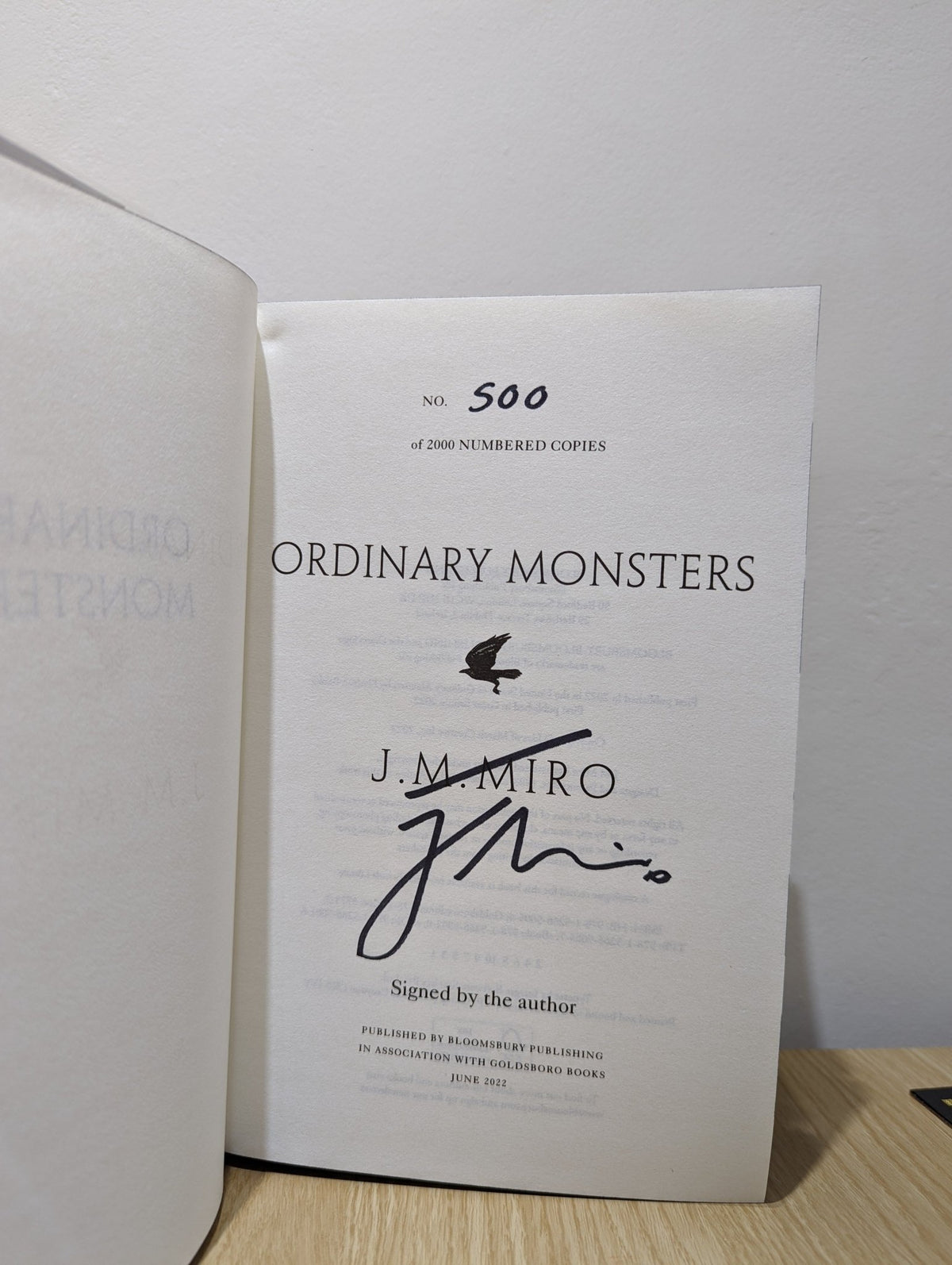 Ordinary Monsters by J M Miro (Signed First Edition with sprayed edges) - Fialta Books