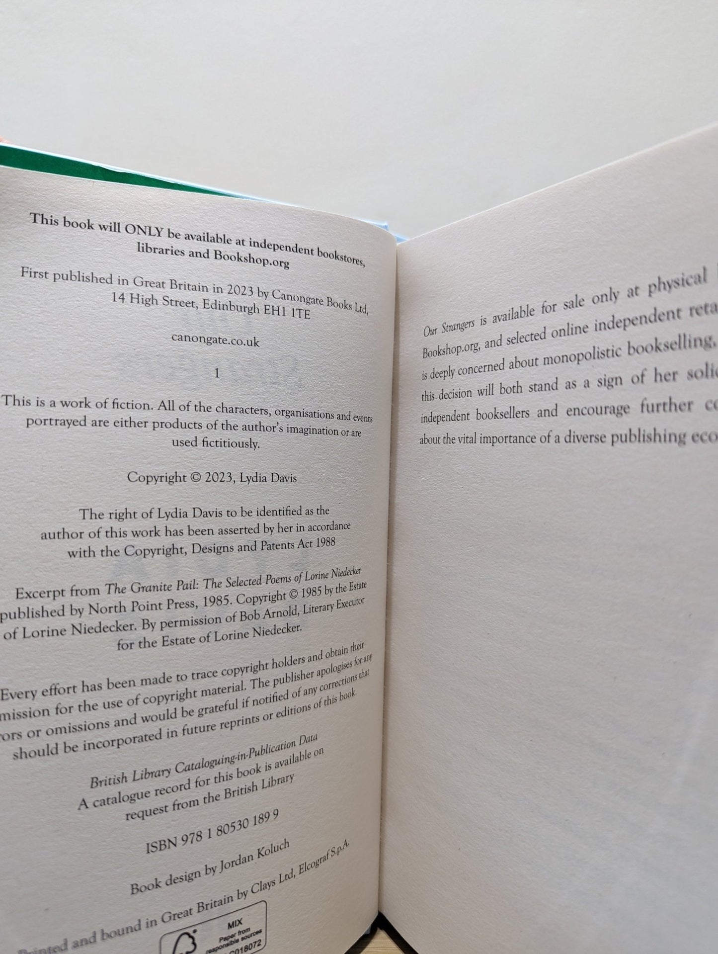 Our Strangers: Lydia Davis by Lydia Davis (Signed First Edition) - Fialta Books