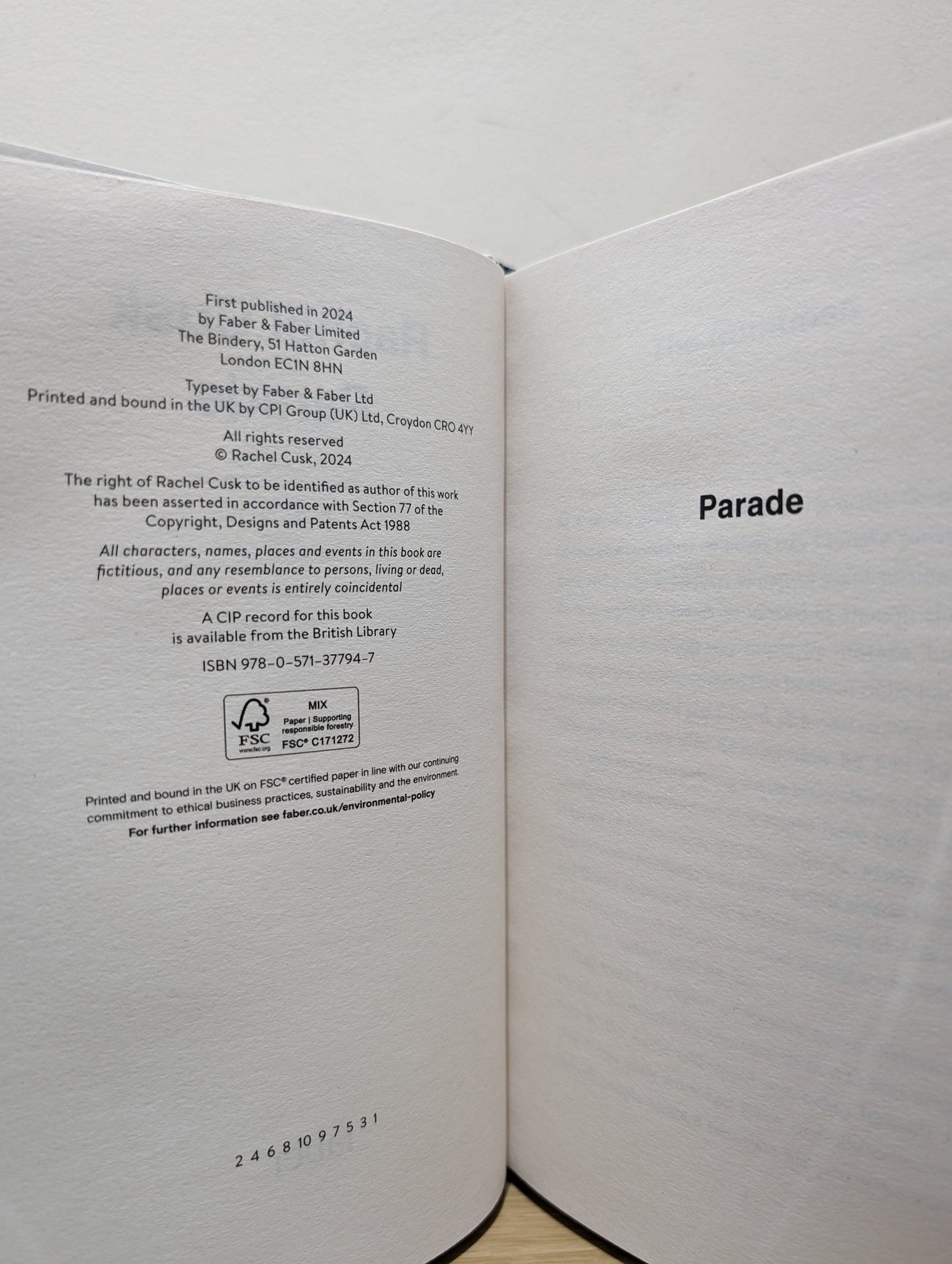 Parade by Rachel Cusk (Signed First Edition) - Fialta Books