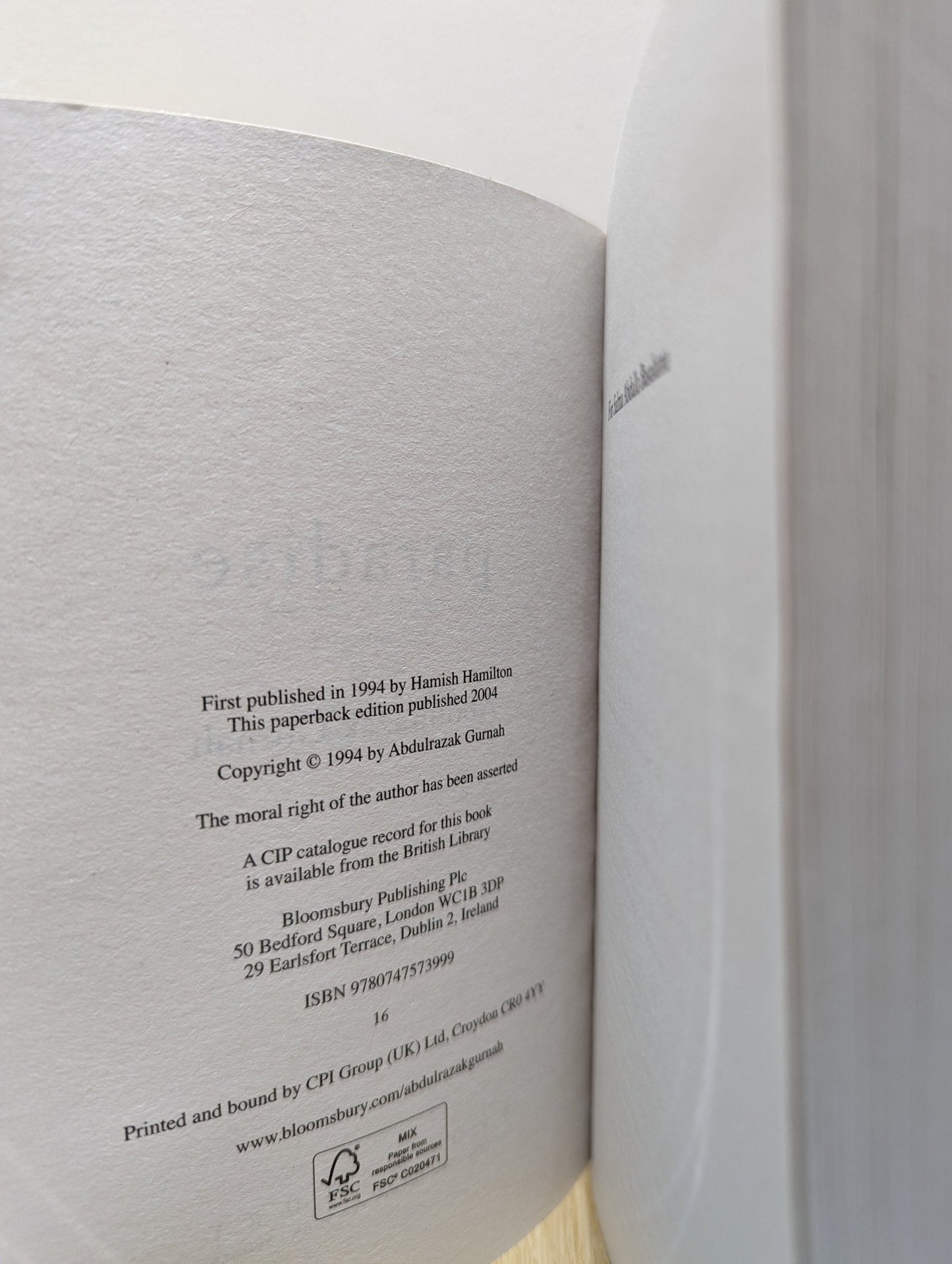 Paradise by Abdulrazak Gurnah - Fialta Books