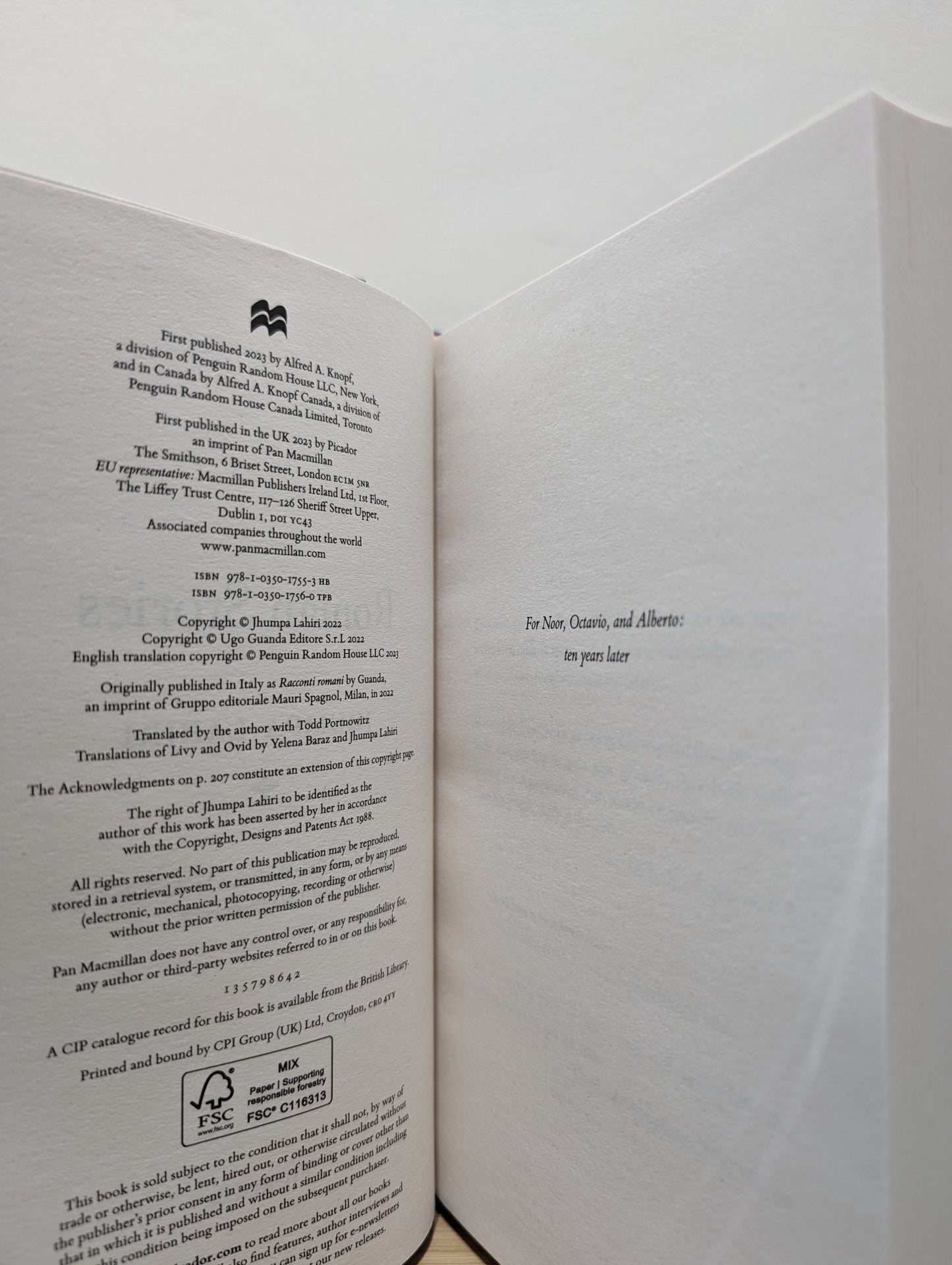 Roman Stories by Jhumpa Lahiri (Signed First Edition) - Fialta Books