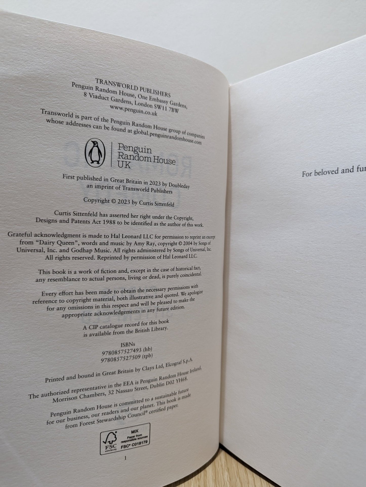 Romantic Comedy by Curtis Sittenfeld (Signed) - Fialta Books