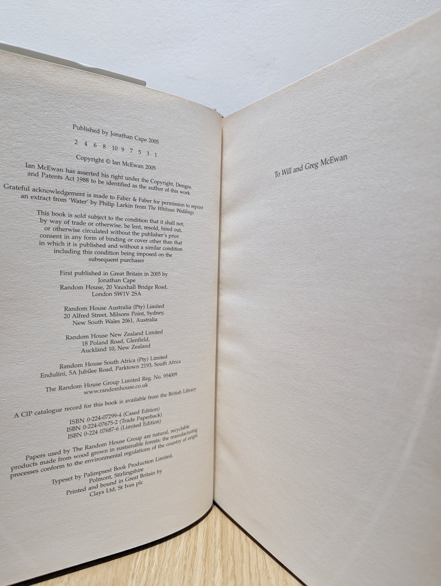 Saturday by Ian McEwan (First Edition) - Fialta Books