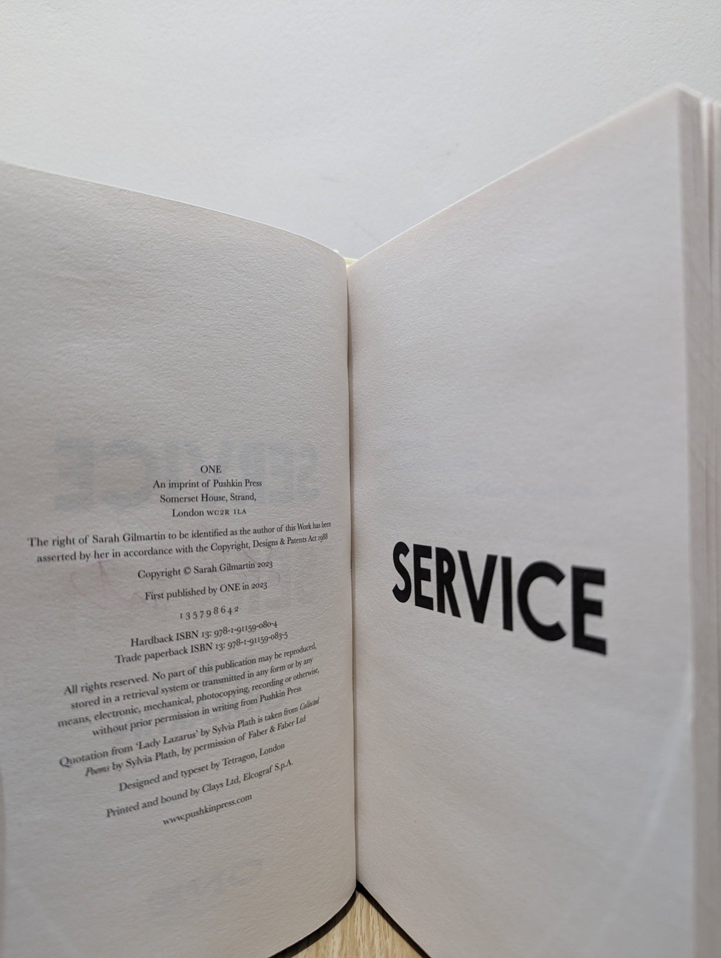 Service by Sarah Gilmartin (Signed First Edition) - Fialta Books