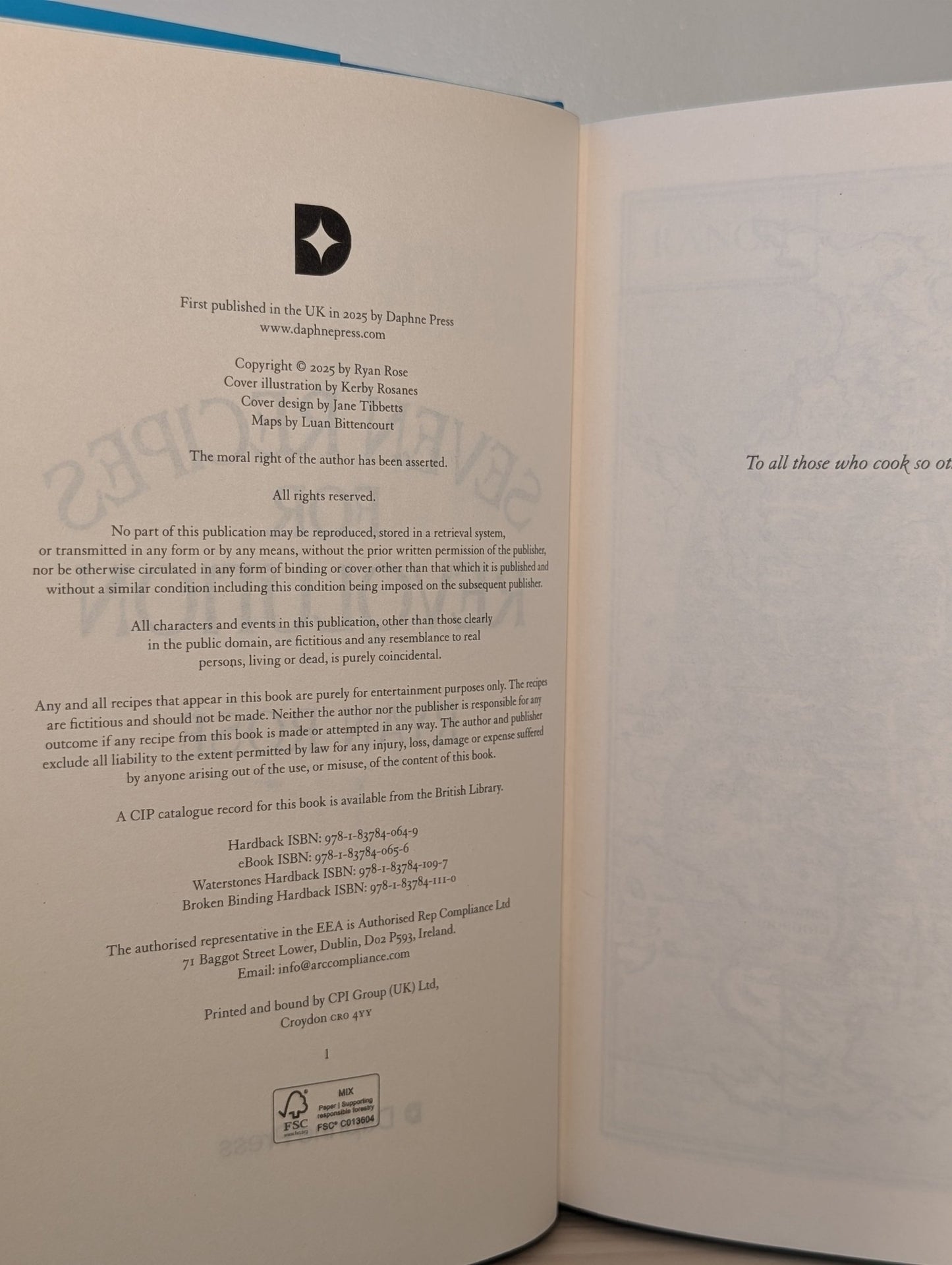Seven Recipes for Revolution by Ryan Rose (Signed Numbered First Edition with sprayed edges) - Fialta Books