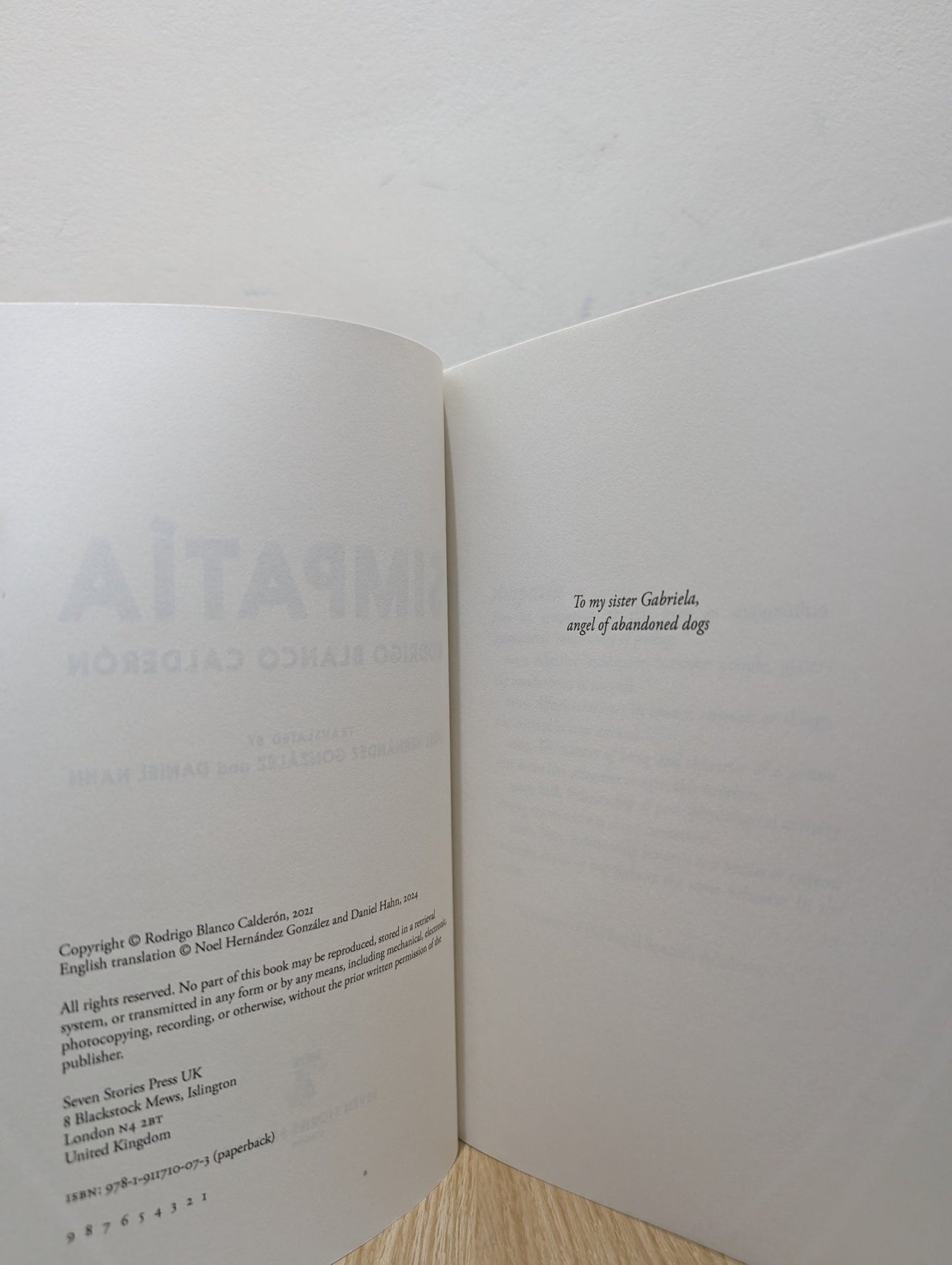 Simpatia by Rodrigo Blanco Calderon (First Edition) - Fialta Books