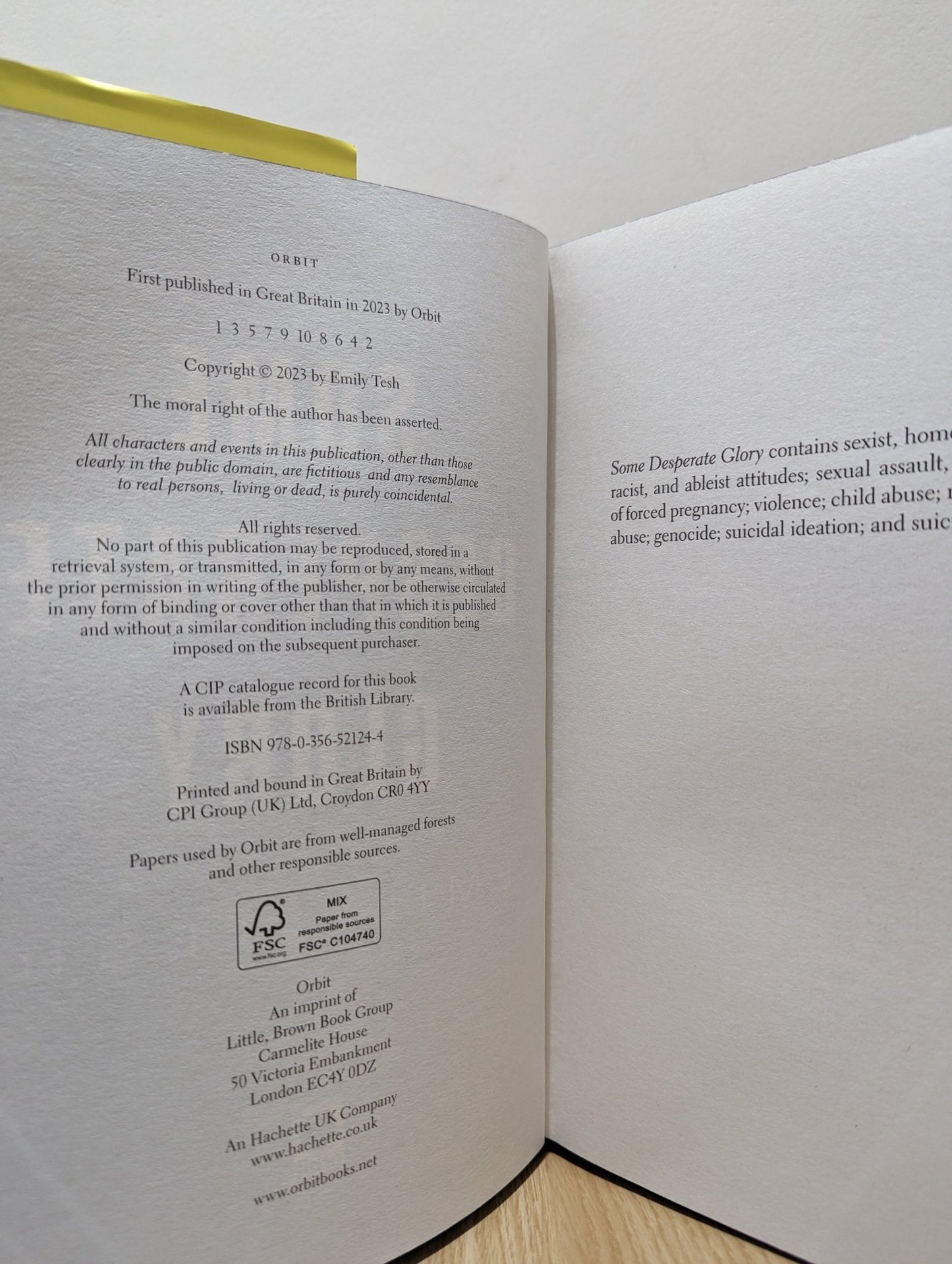 Some Desperate Glory by Emily Tesh (Signed First Edition with sprayed edges) - Fialta Books