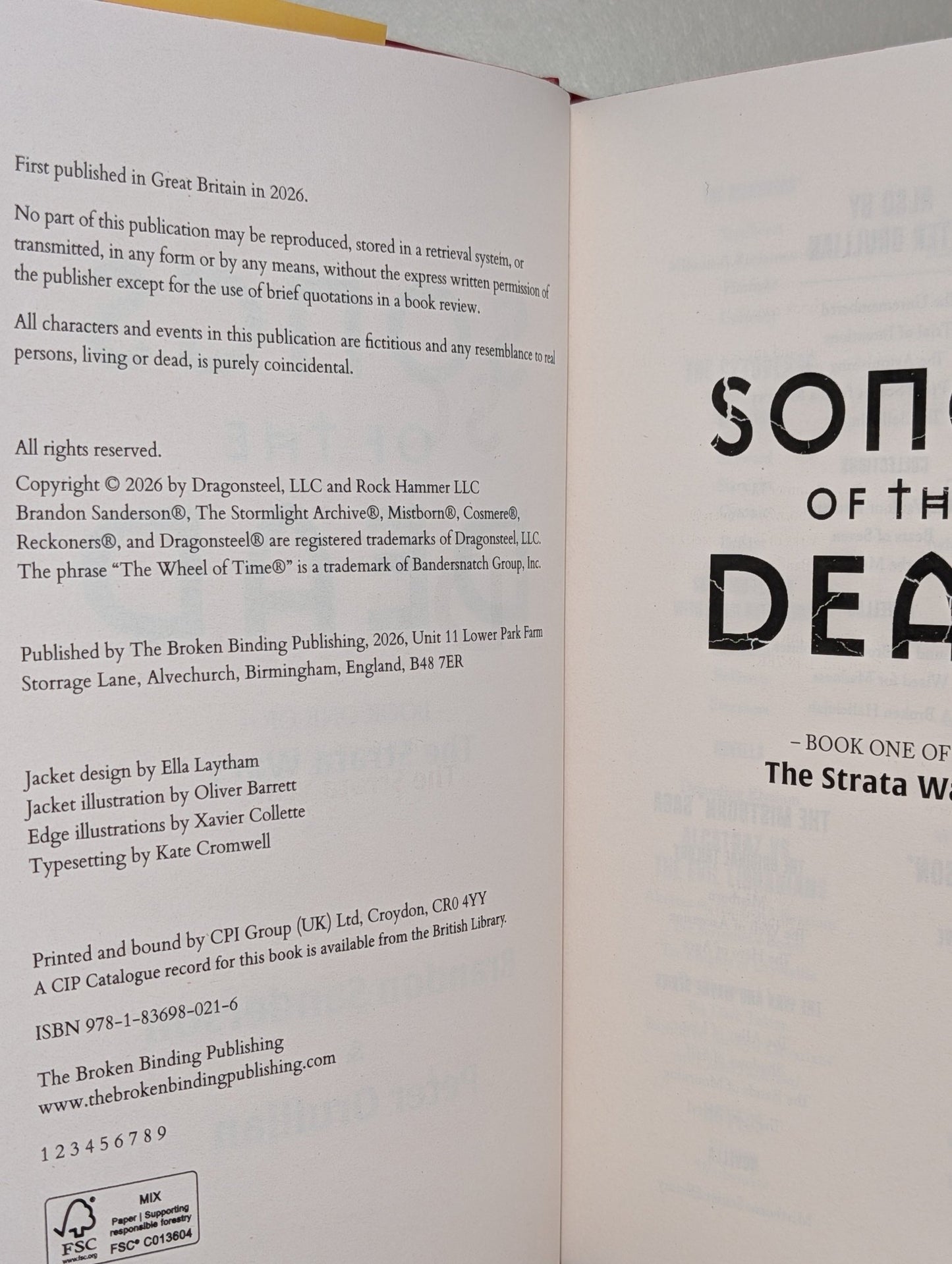 Songs of the Dead by Brandon Sanderson Peter Orullian (First Edition with sprayed edges) - Fialta Books