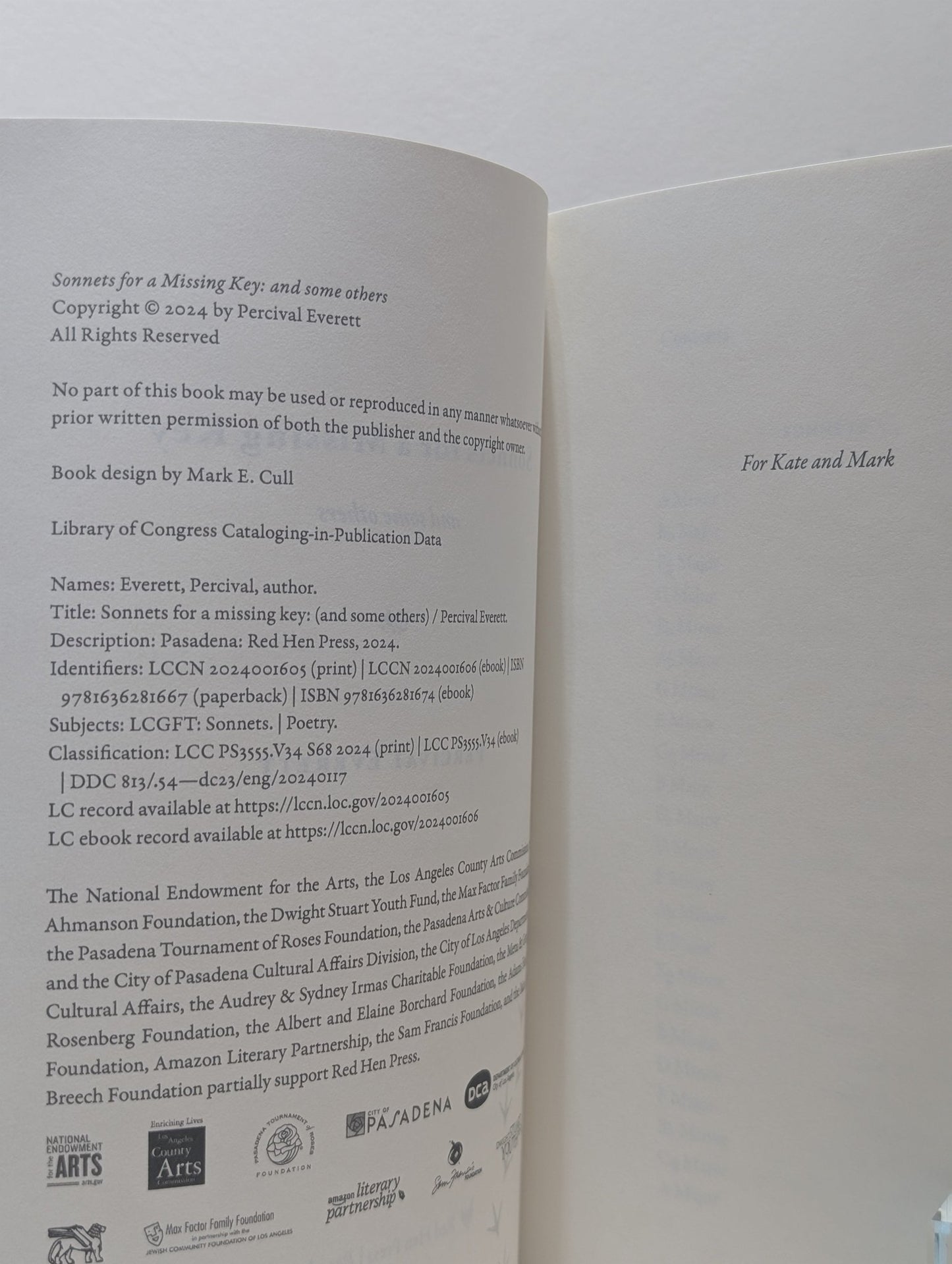 Sonnets for a Missing Key: and some others by Percival Everett (First Edition) - Fialta Books