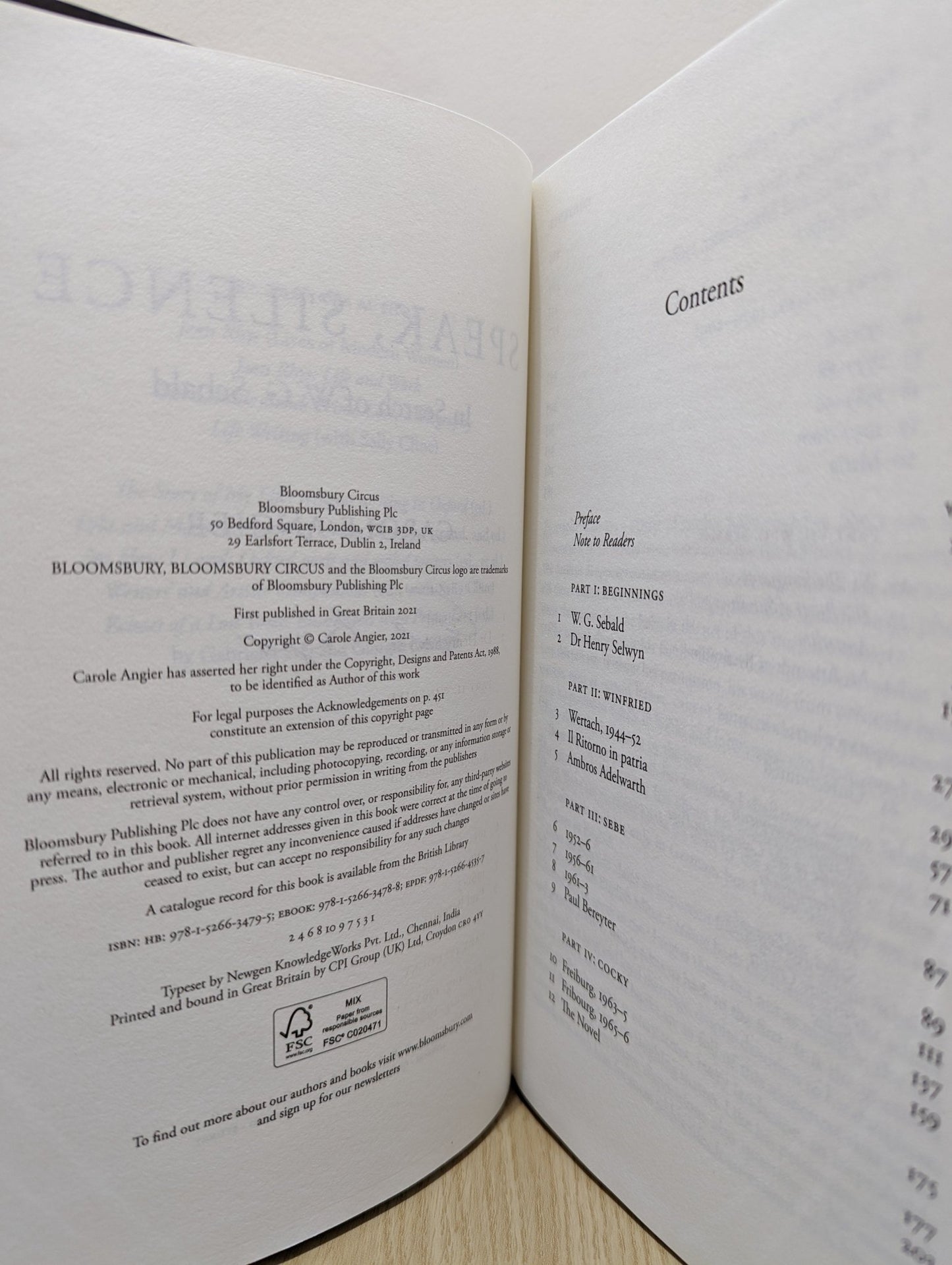 Speak, Silence: In Search of W. G. Sebald by Carole Angier (Signed First Edition) - Fialta Books