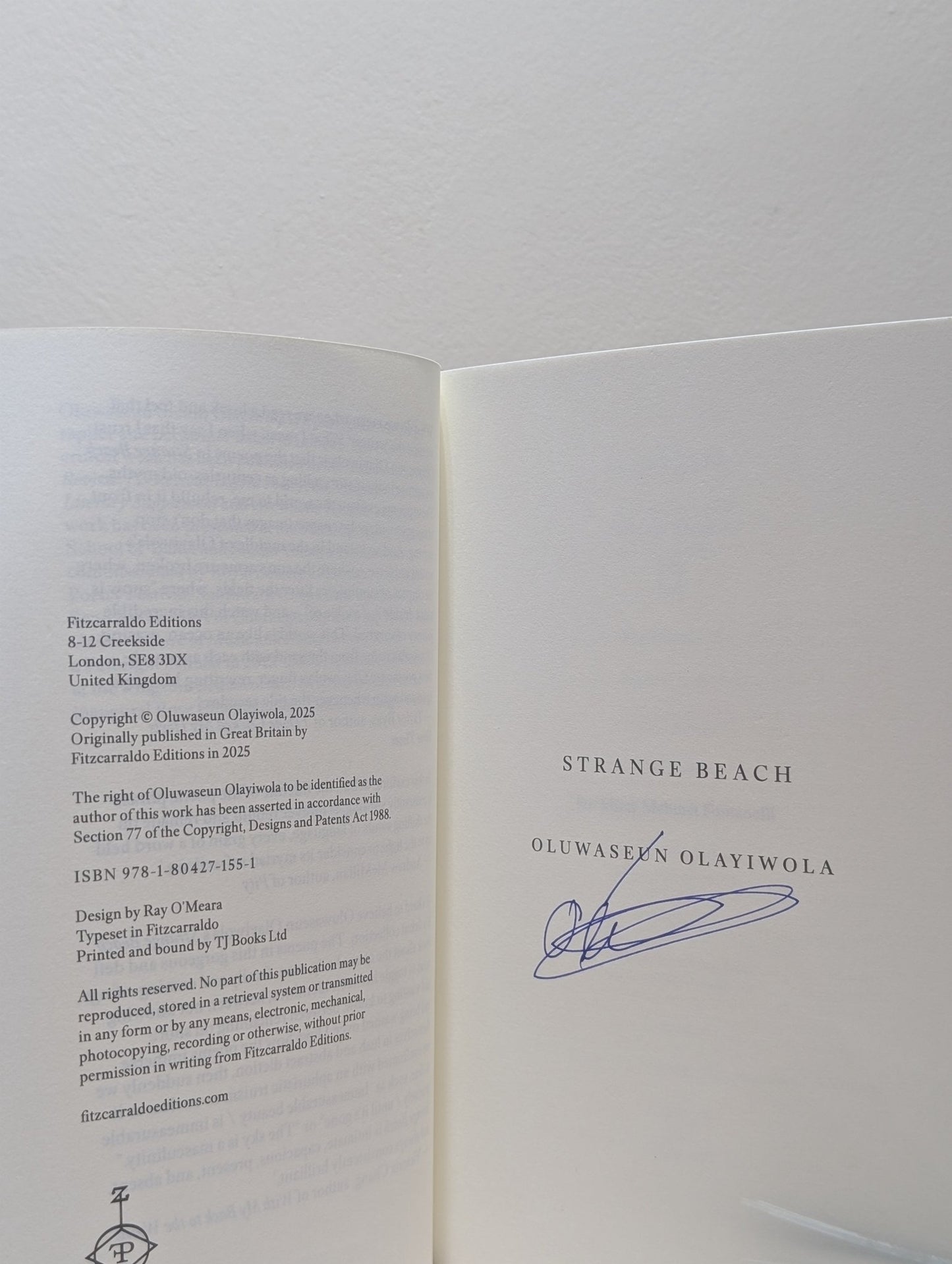 Strange Beach by Oluwaseun Olayiwola (Signed First Edition) - Fialta Books