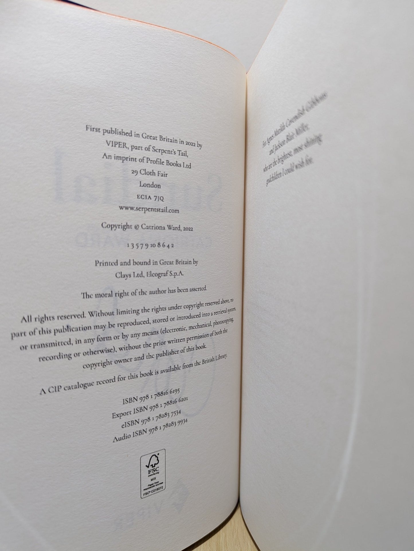 Sundial by Catriona Ward (Signed First Edition with sprayed edges) - Fialta Books