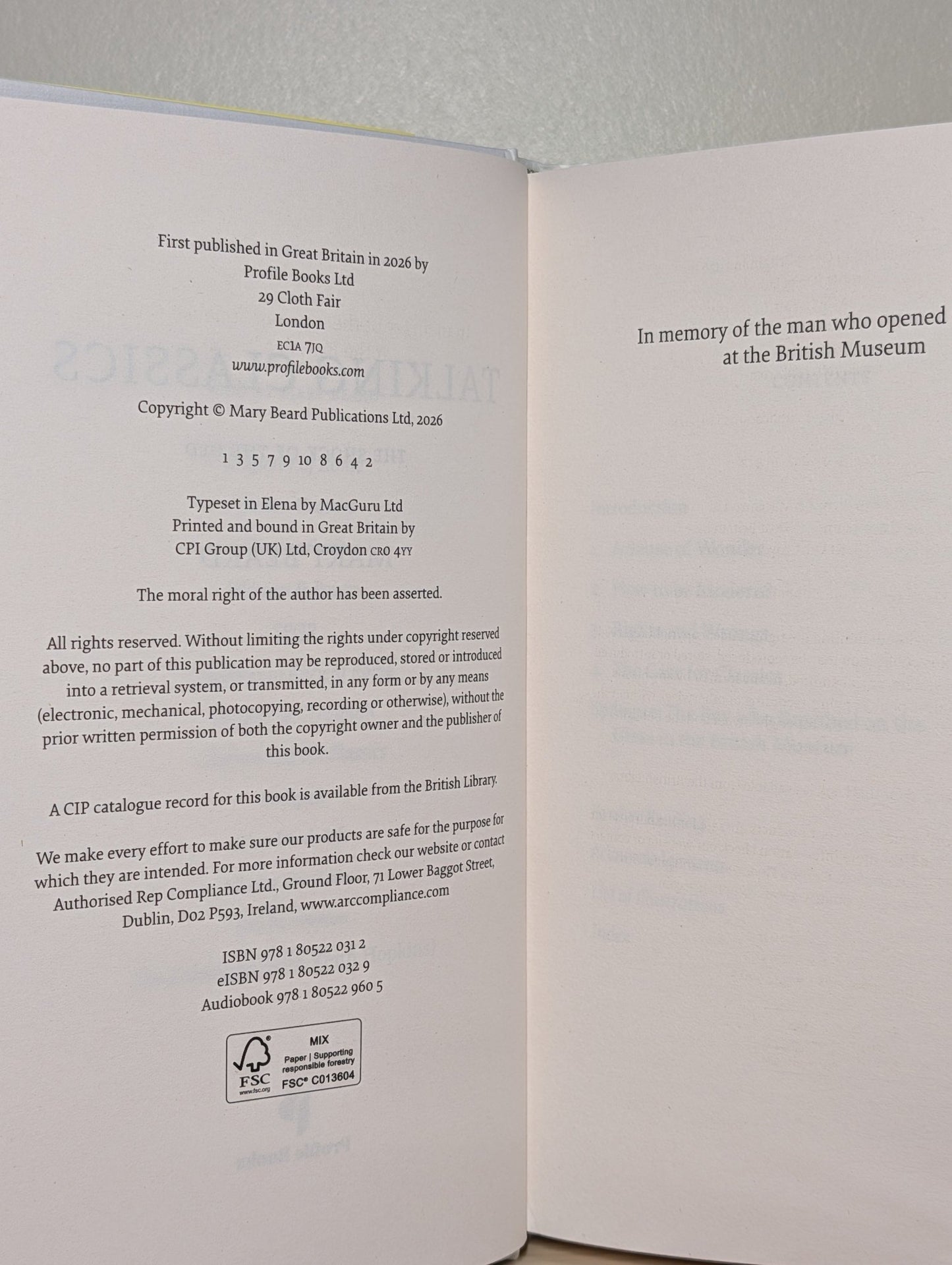 Talking Classics: The Shock of the Old by Mary Beard (Signed First Edition) - Fialta Books