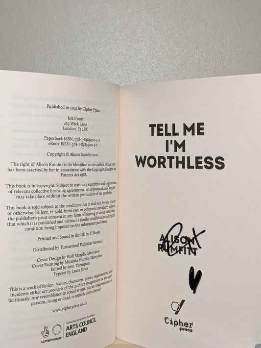 Tell Me I'm Worthless by Alison Rumfitt (Signed First Edition) - Fialta Books