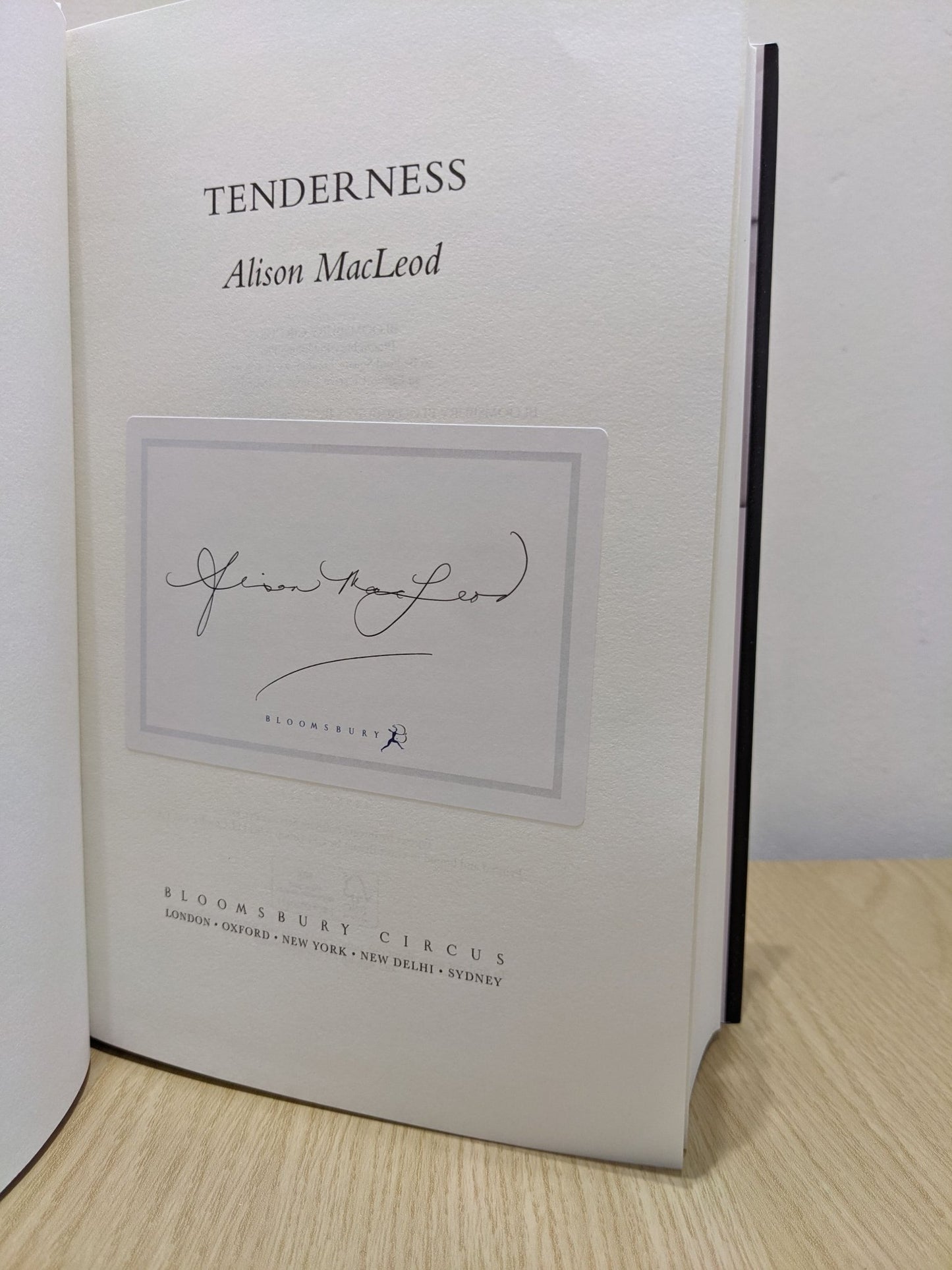 Tenderness by Alison MacLeod (Signed First Edition) - Fialta Books