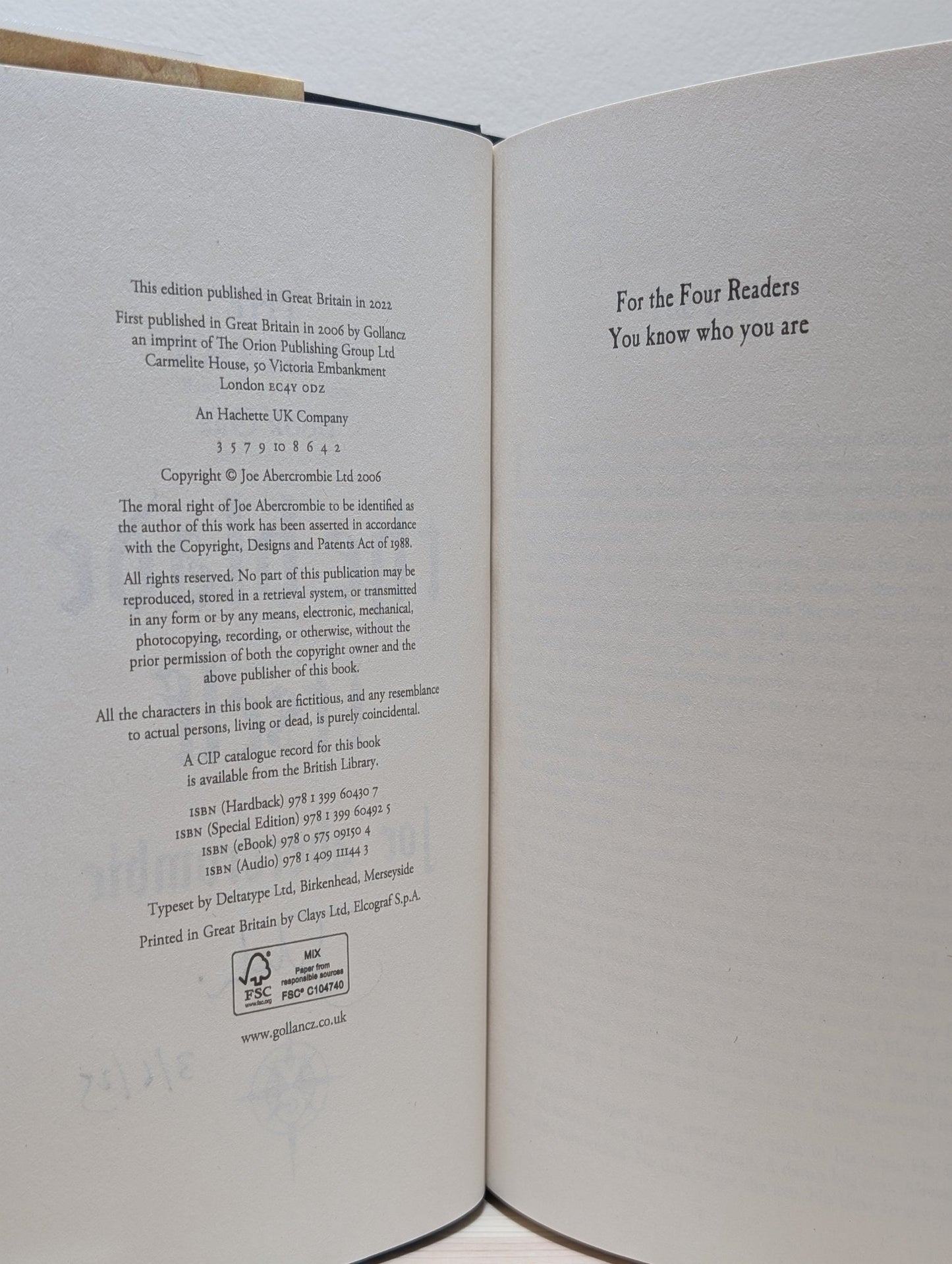 The Blade Itself: The First Law book 1 by Joe Abercrombie (Signed Dated by Author) - Fialta Books