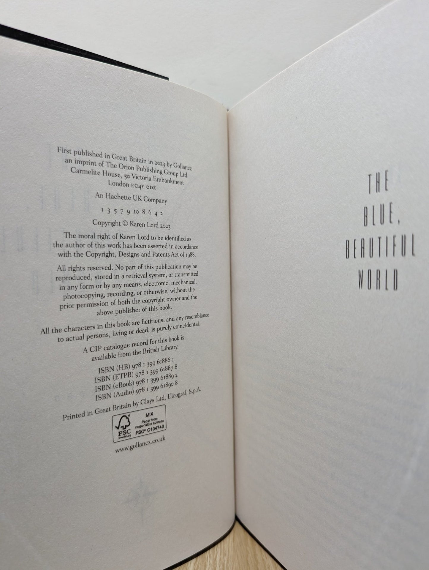 The Blue, Beautiful World by Karen Lord (First Edition) - Fialta Books