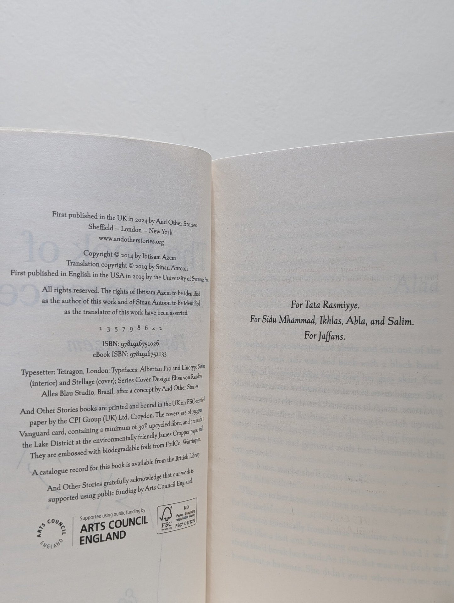 The Book of Disappearance by Ibtisam Azem (First Edition) - Fialta Books