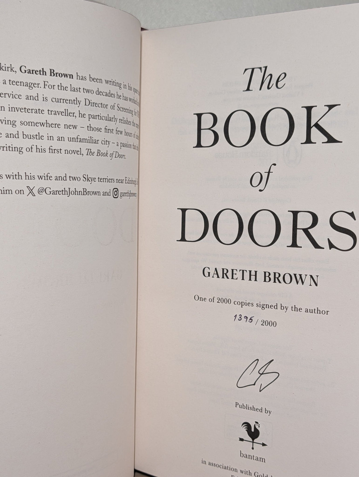 The Book of Doors by Gareth Brown (Signed Numbered First Edition with sprayed edges) - Fialta Books
